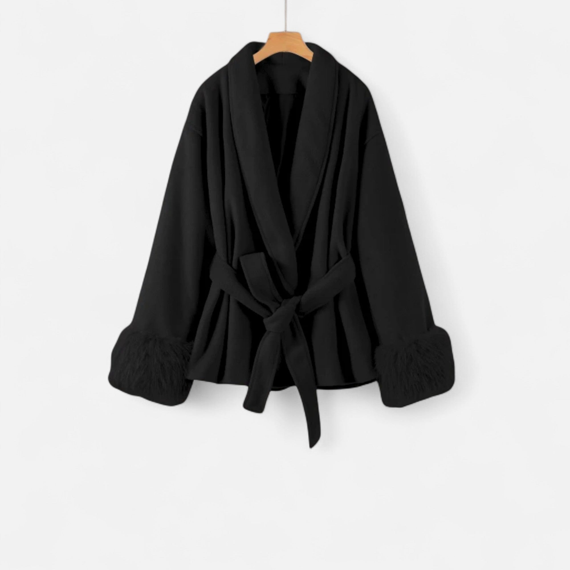 Maison Dresson | Women’s Long Faux-Fur Coat – Ivy League Lace-Up Elegance