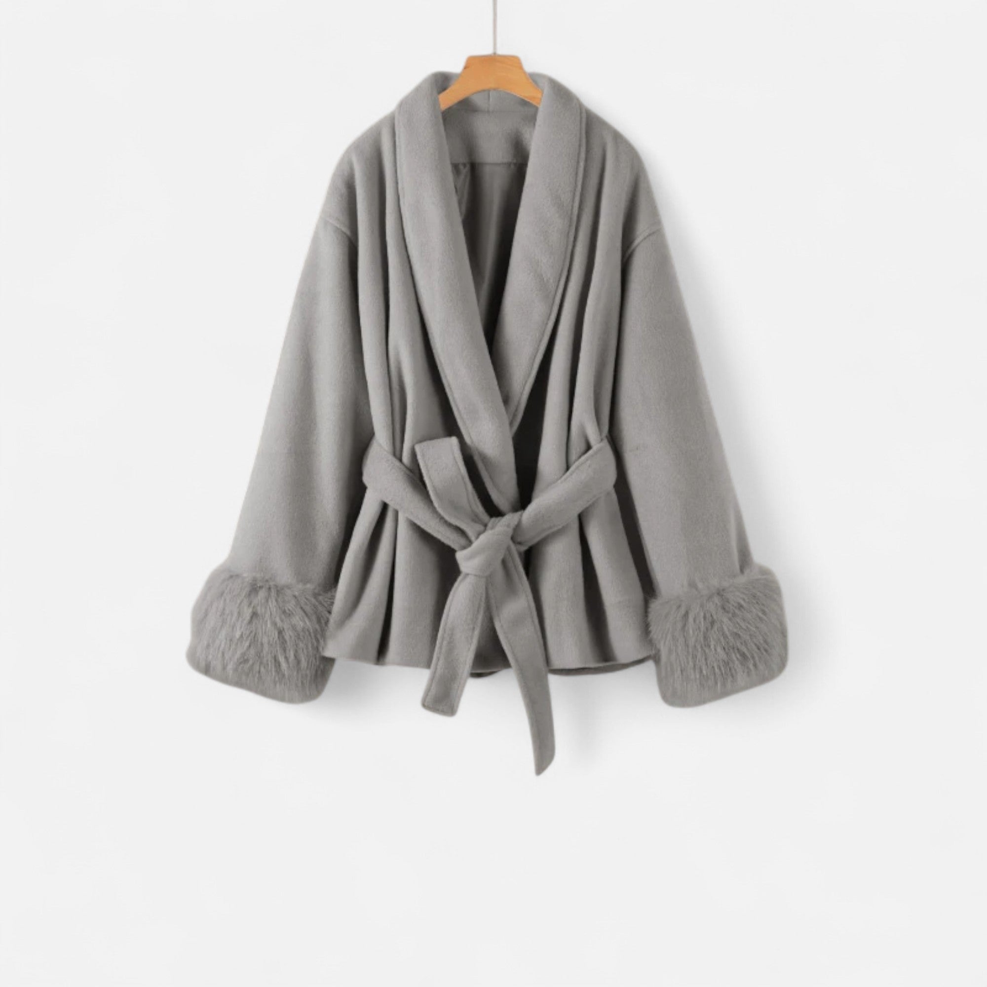 Maison Dresson | Women’s Long Faux-Fur Coat – Ivy League Lace-Up Elegance