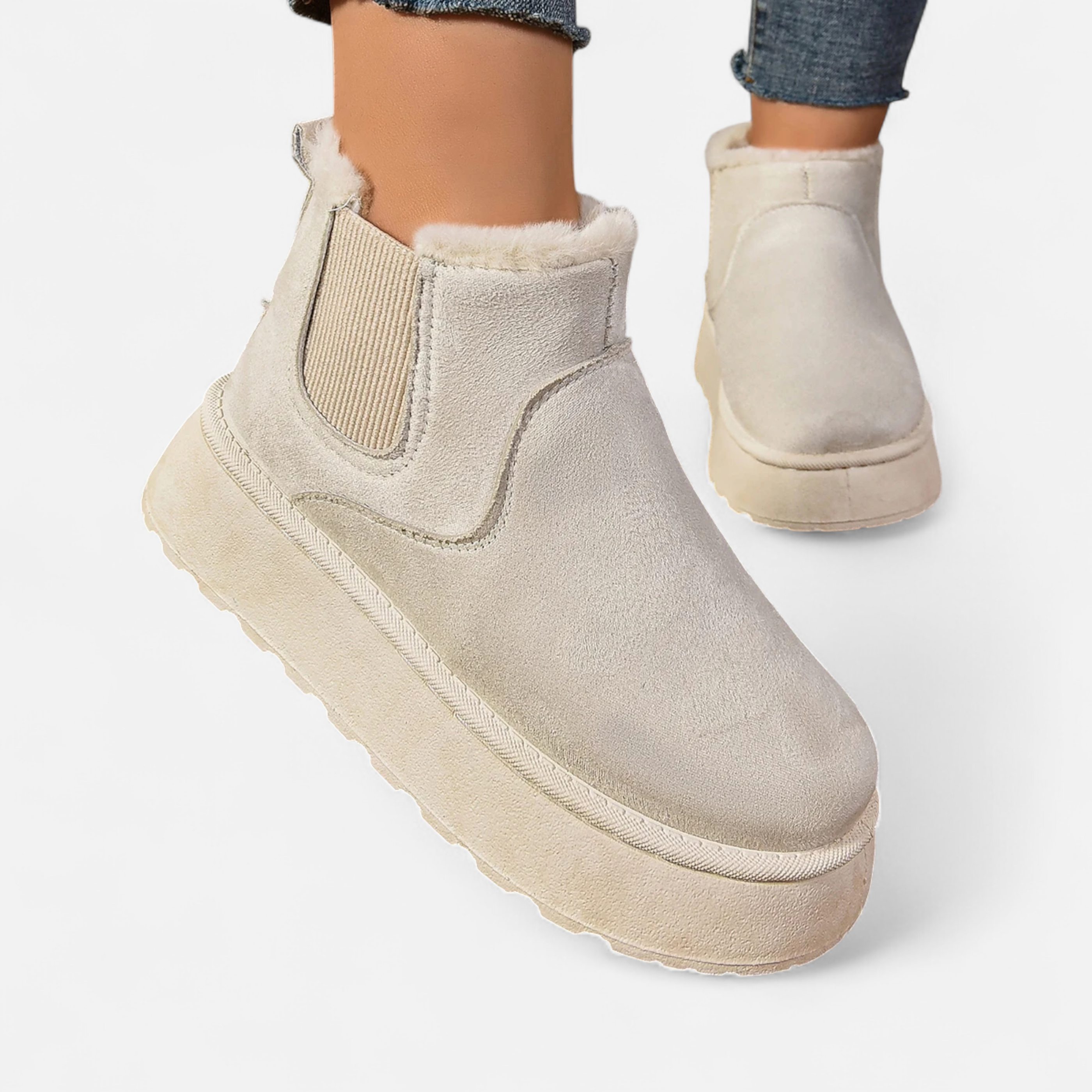Maison Dresson | Women’s Short Plush Platform Ankle Boots