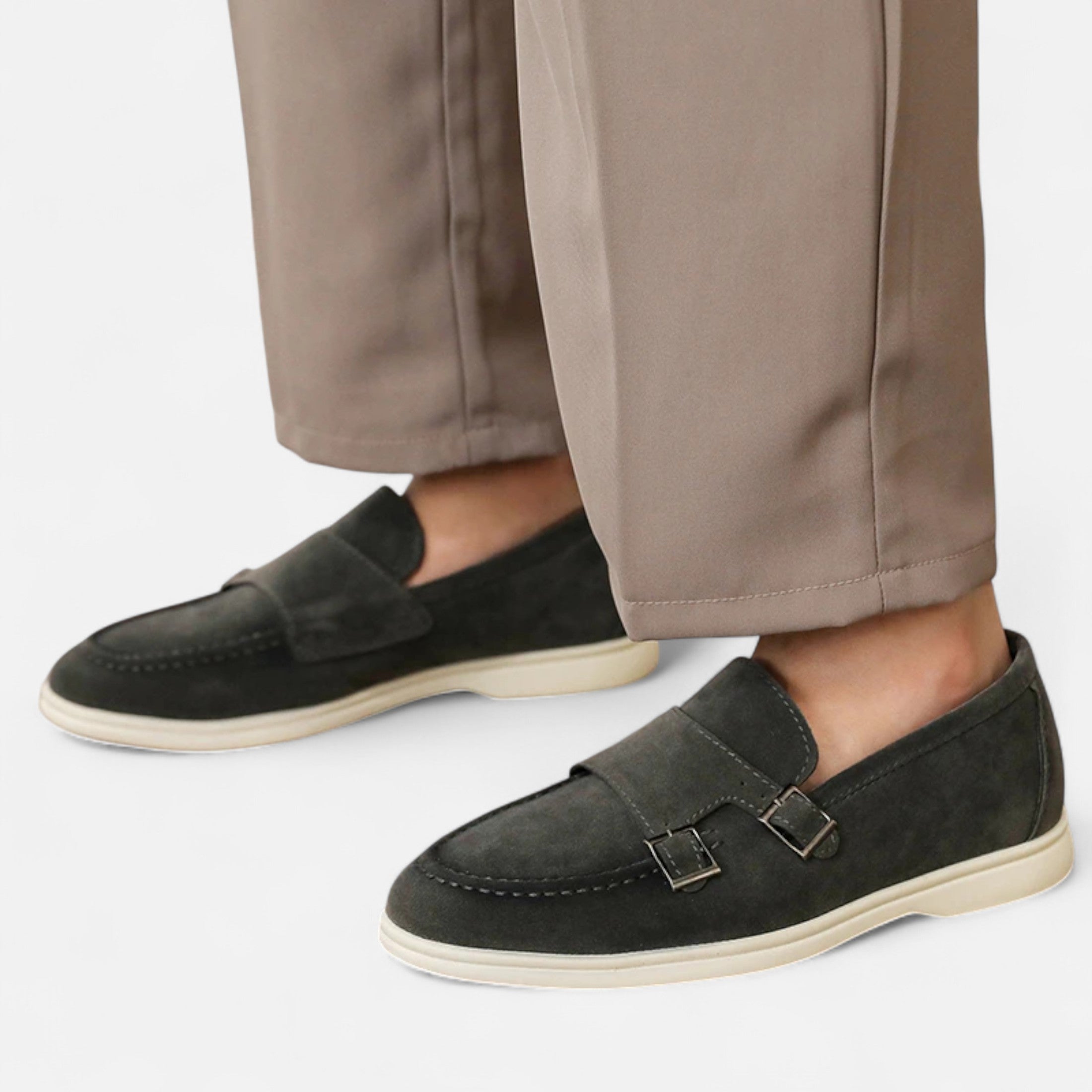 Maison Dresson | Men’s Suede Monk Strap Loafers – Slip-On Elegance