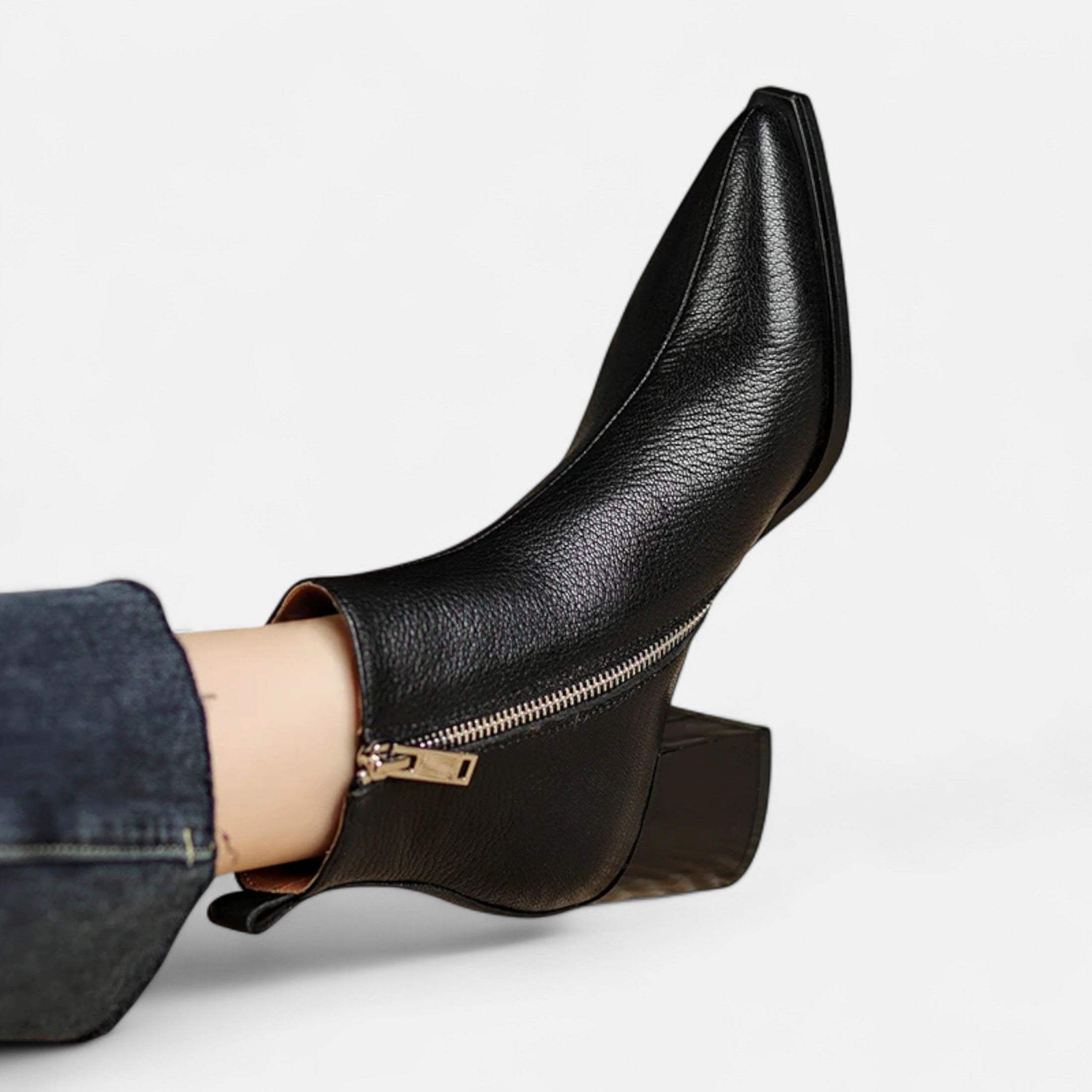 Maison Dresson | Women’s Genuine Leather Chelsea Boots – Pointed Toe Square Heel
