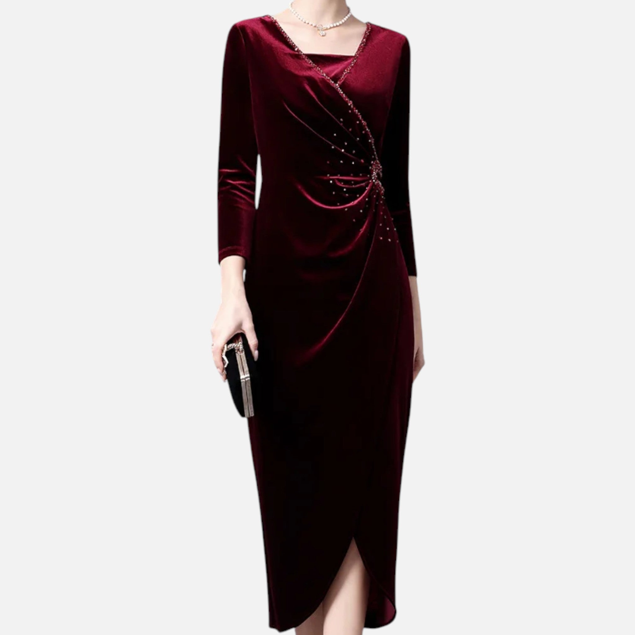 Maison Dresson | Women’s Velvet Draped Wrap Dress