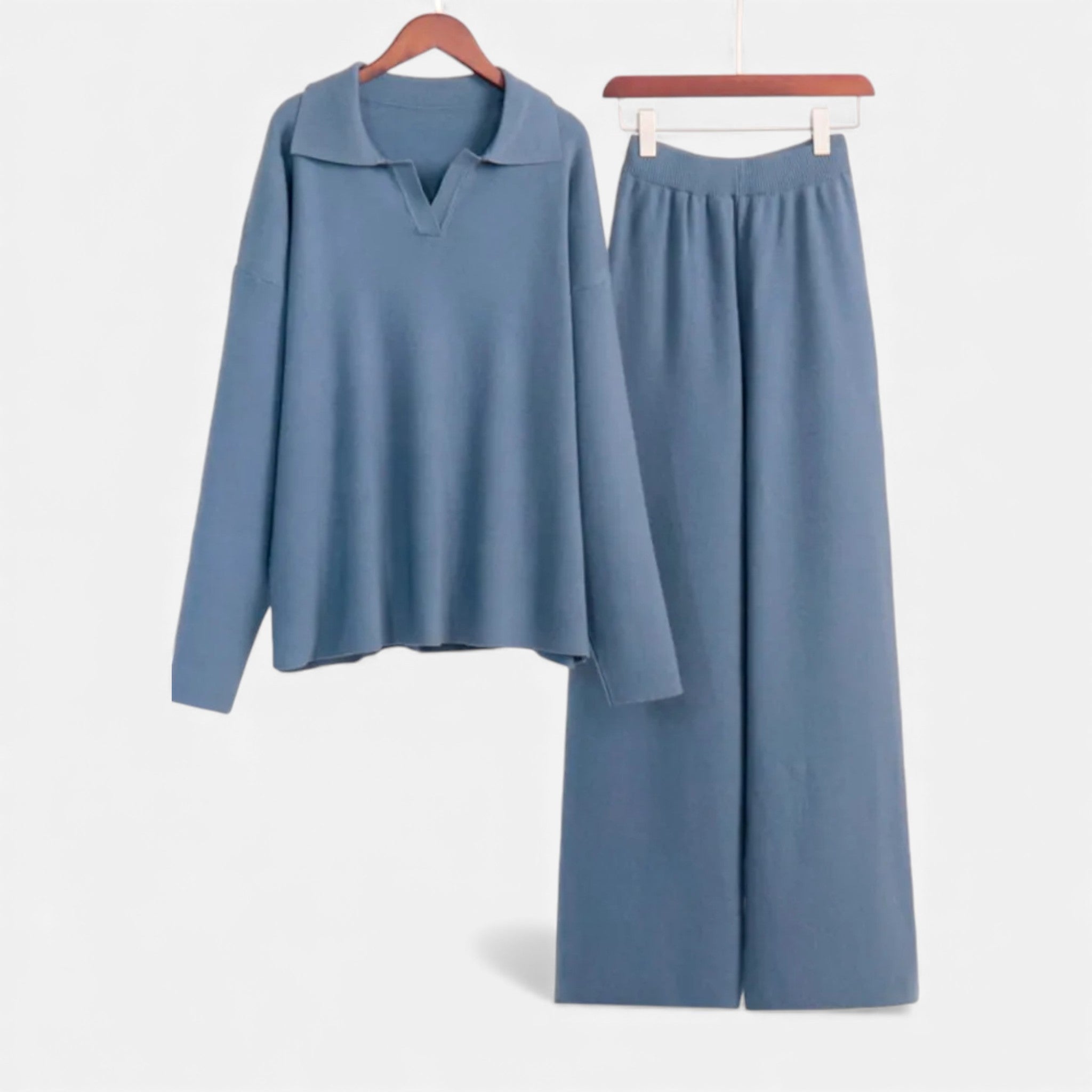 Maison Dresson | Women’s Cashmere-Feel Polo Lounge Set with Elegant Knit Detail