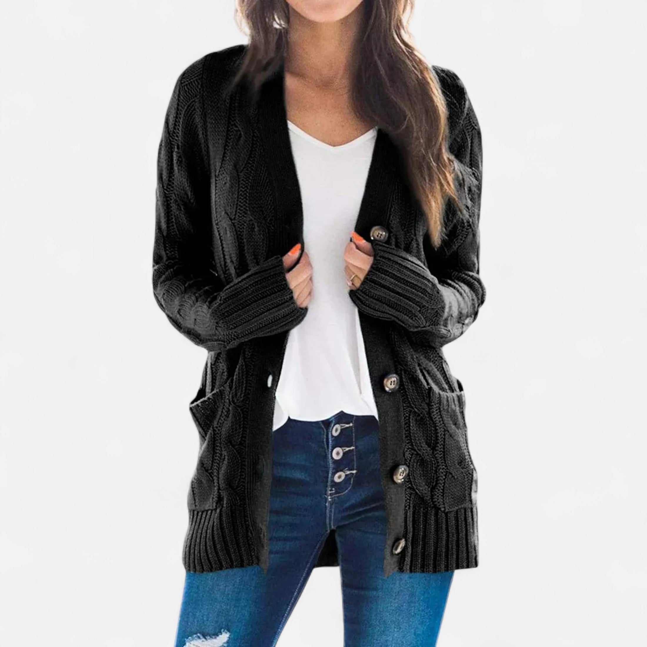 Maison Dresson | Women’s Long Knit Cardigan Vest – Autumn Elegance