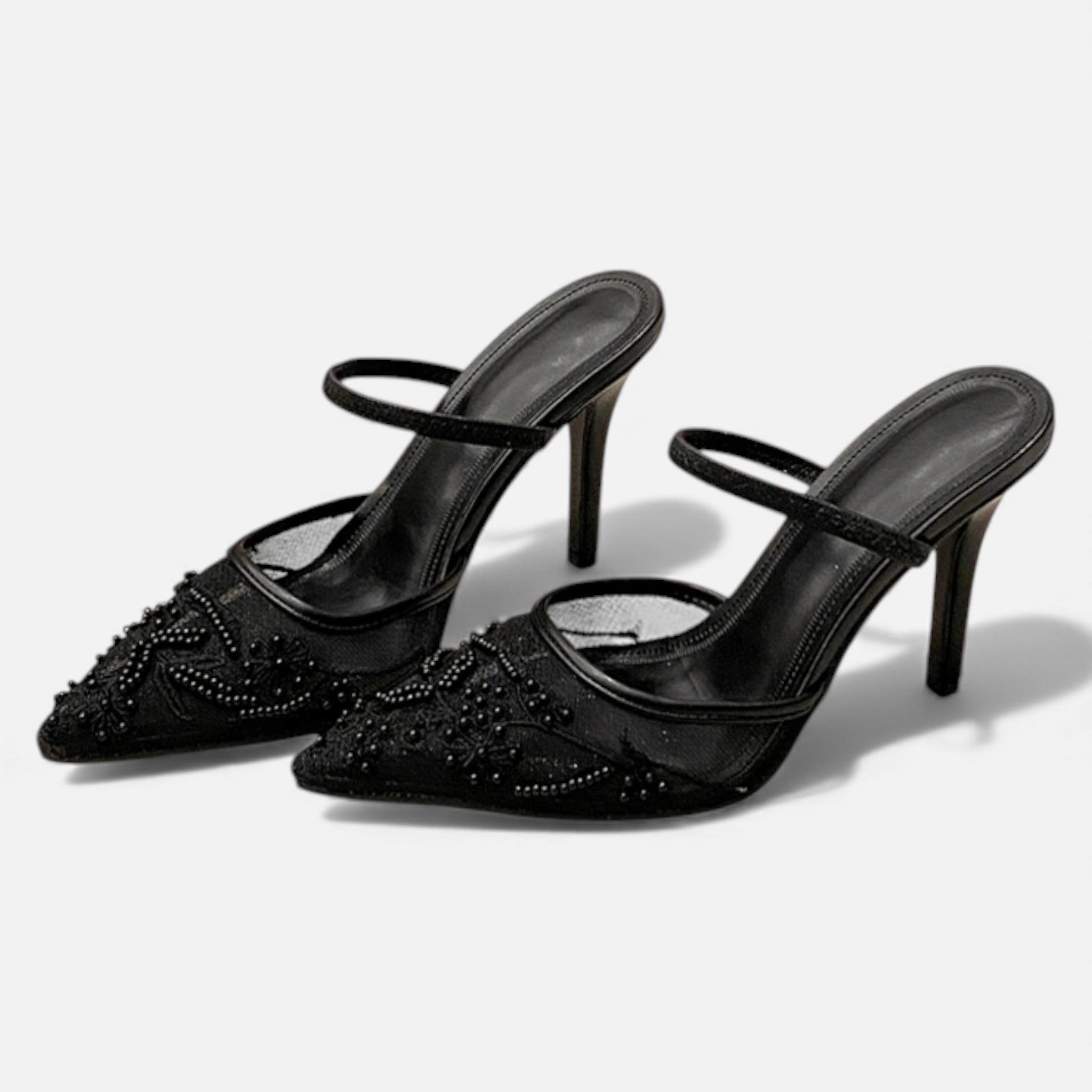 Maison Dresson | Women’s Embroidered Mesh Designer Heels