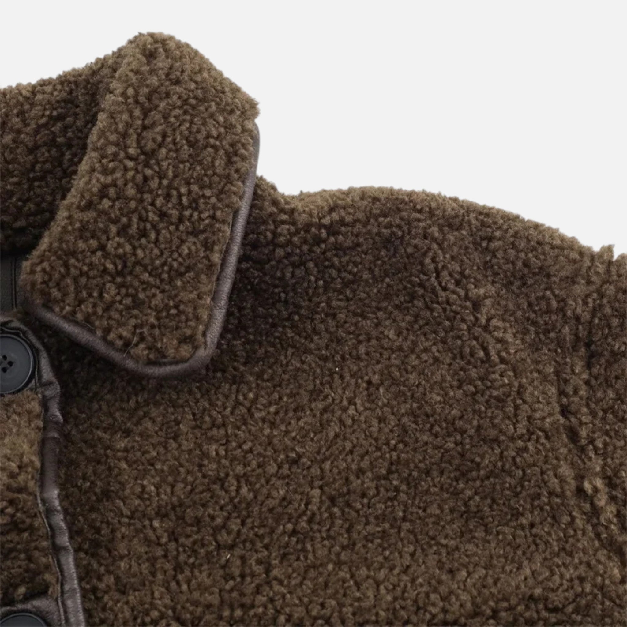 Maison Dresson | Women’s Reversible Brown Teddy Jacket with Turn-Down Collar