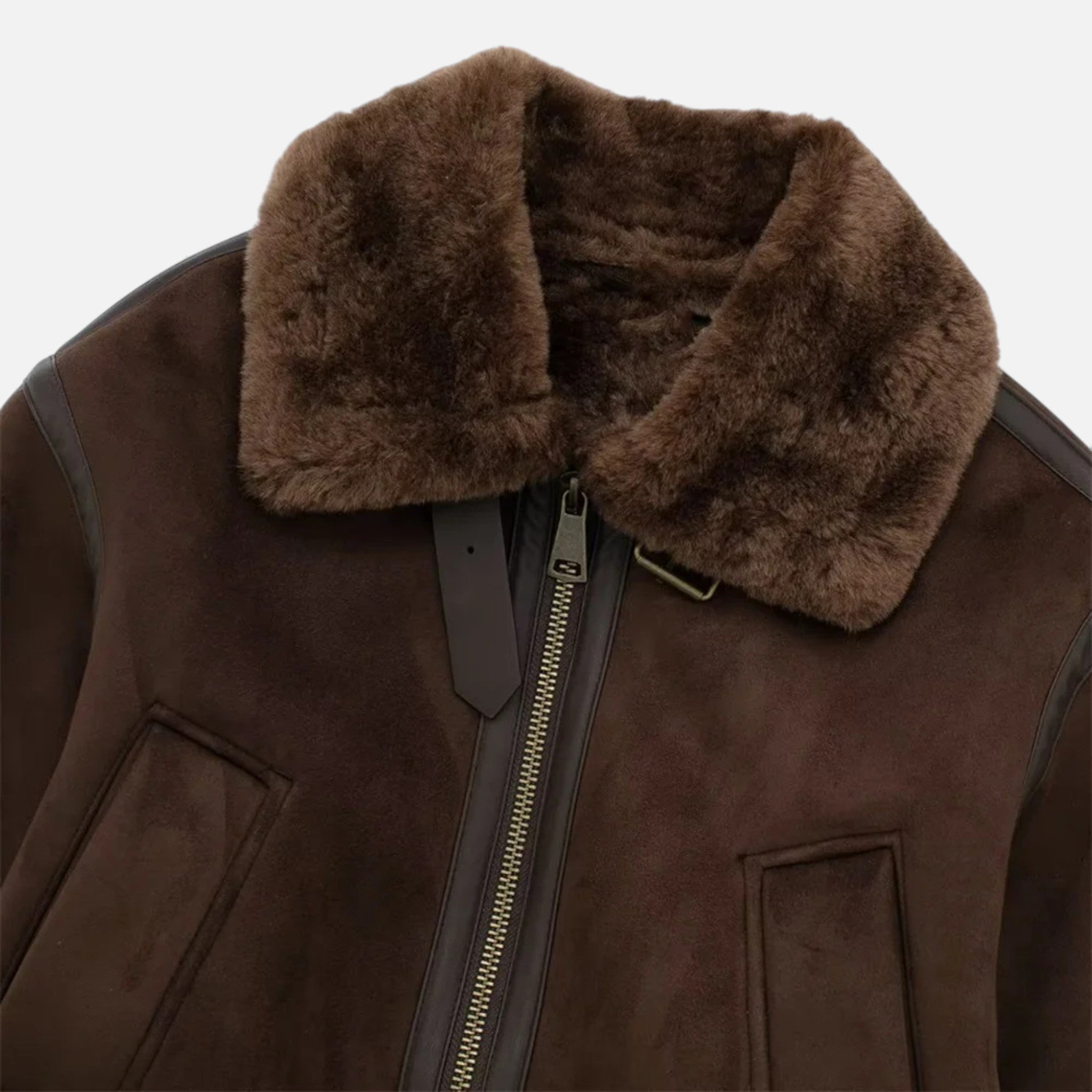 Maison Dresson | Women’s Brown Bomber Jacket, Luxe Faux Fur Trim