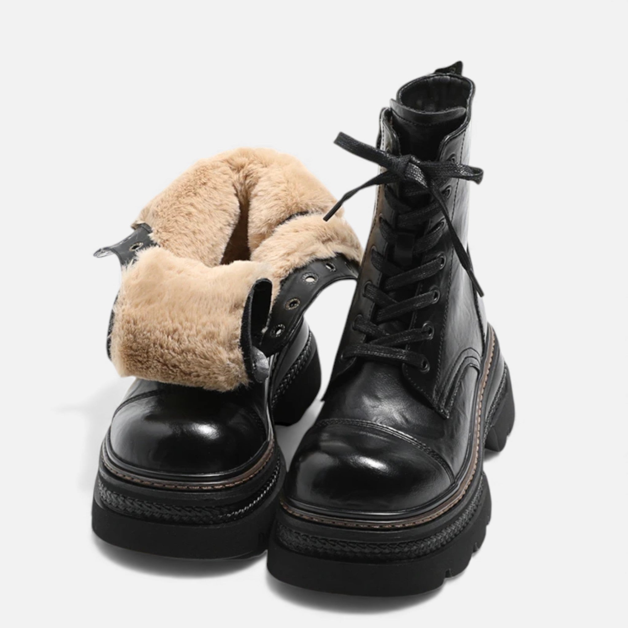 Maison Dresson | Women’s Plush-Lined Winter Lace-Up Platform Boots