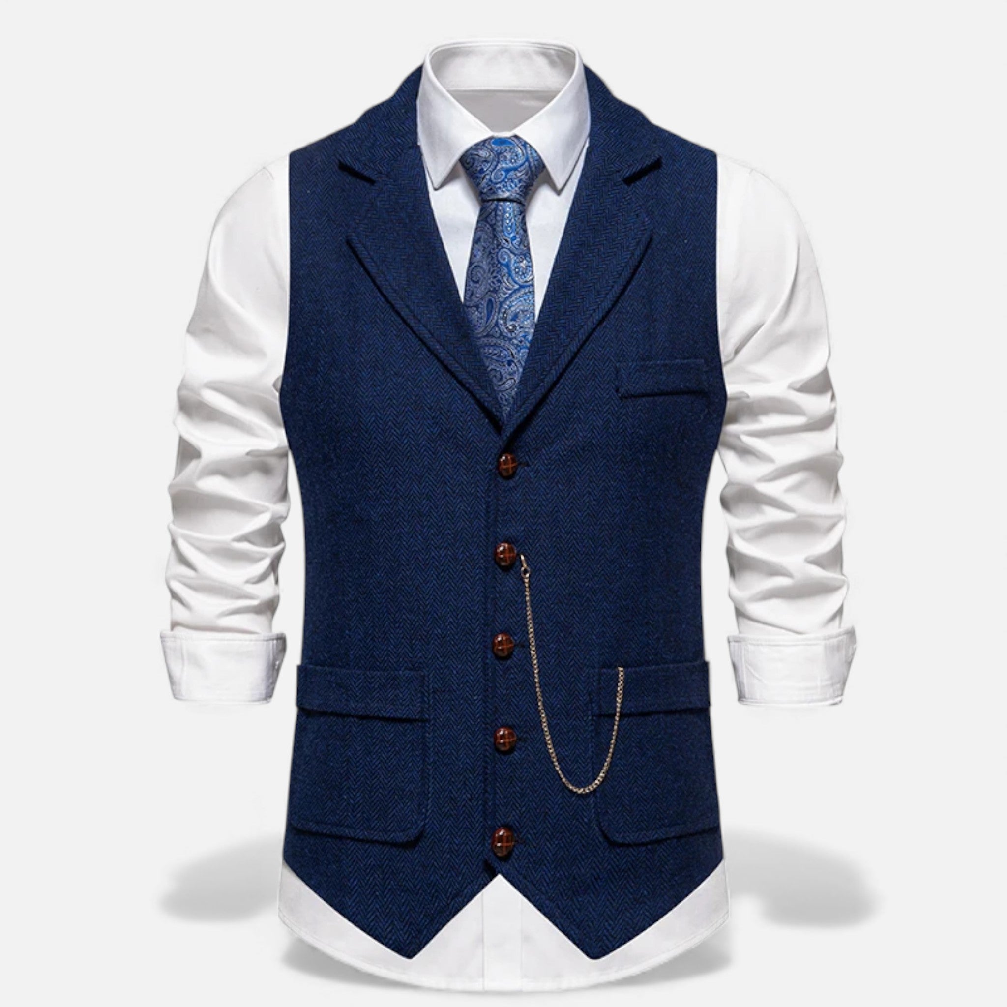 Maison Dresson | Men’s Vintage Tweed Suit Vest with Lapel Chain