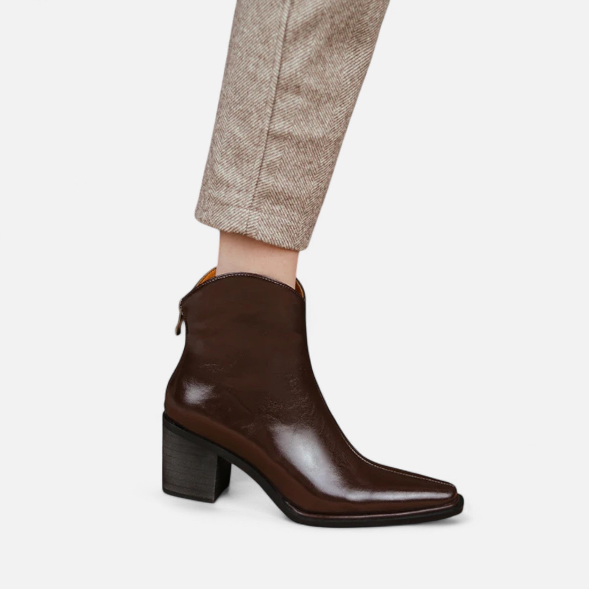 Maison Dresson | Women’s Pointed Toe PU Leather Heeled Boots