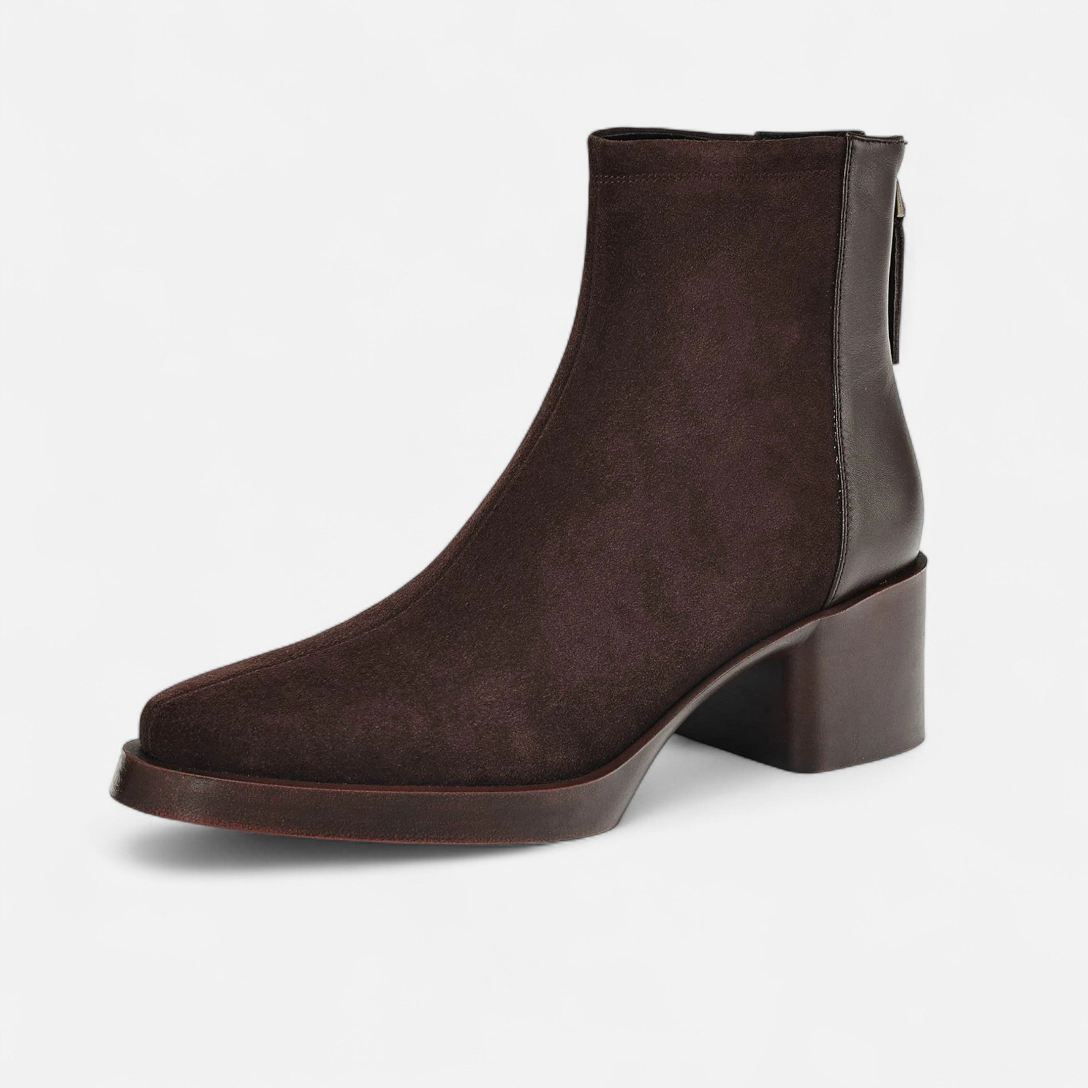 Maison Dresson | Women’s Suede Ankle Boots – Square Toe Mid-Heel