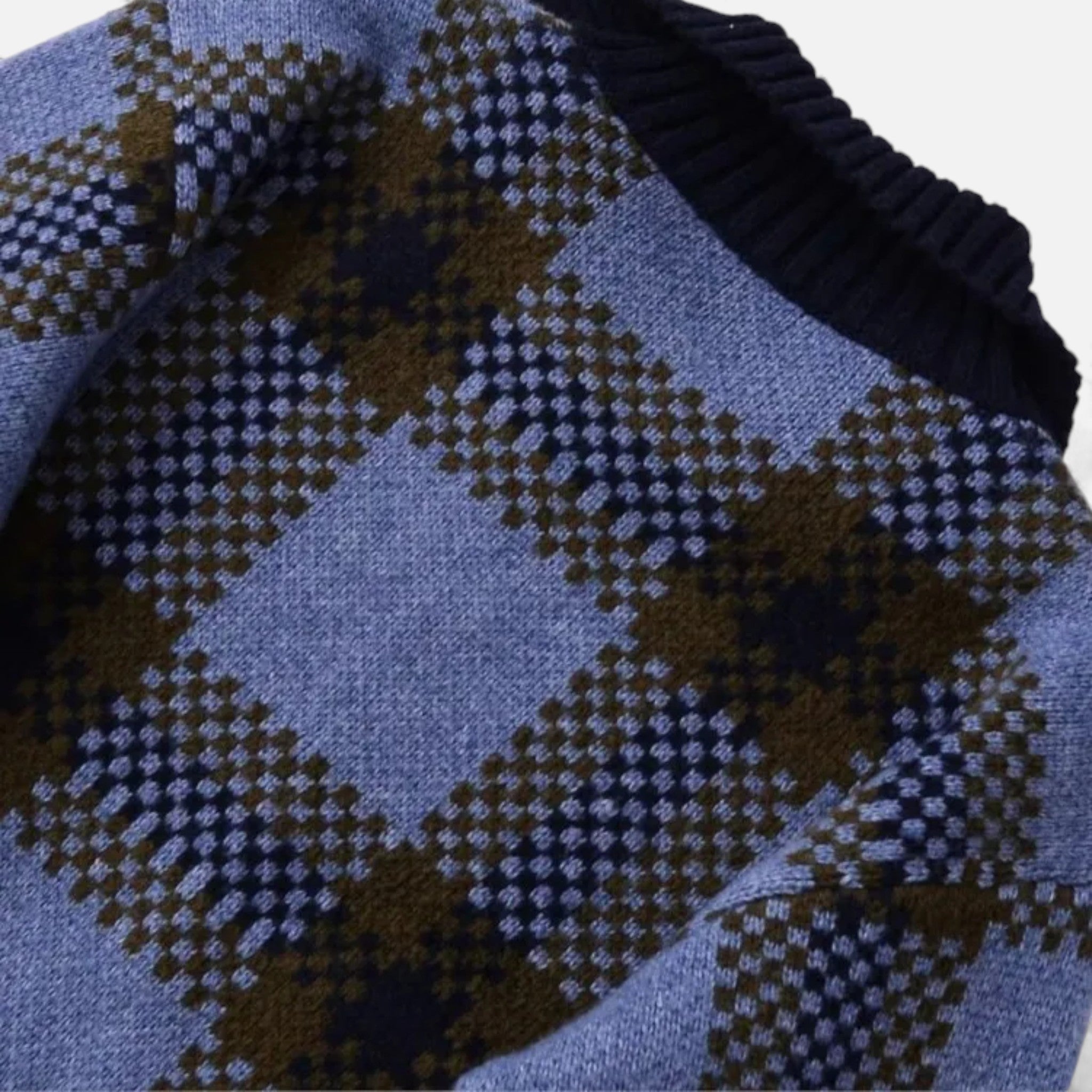 Maison Dresson | Women’s Plaid Knitted Zipper Jacket with Turn-Down Collar