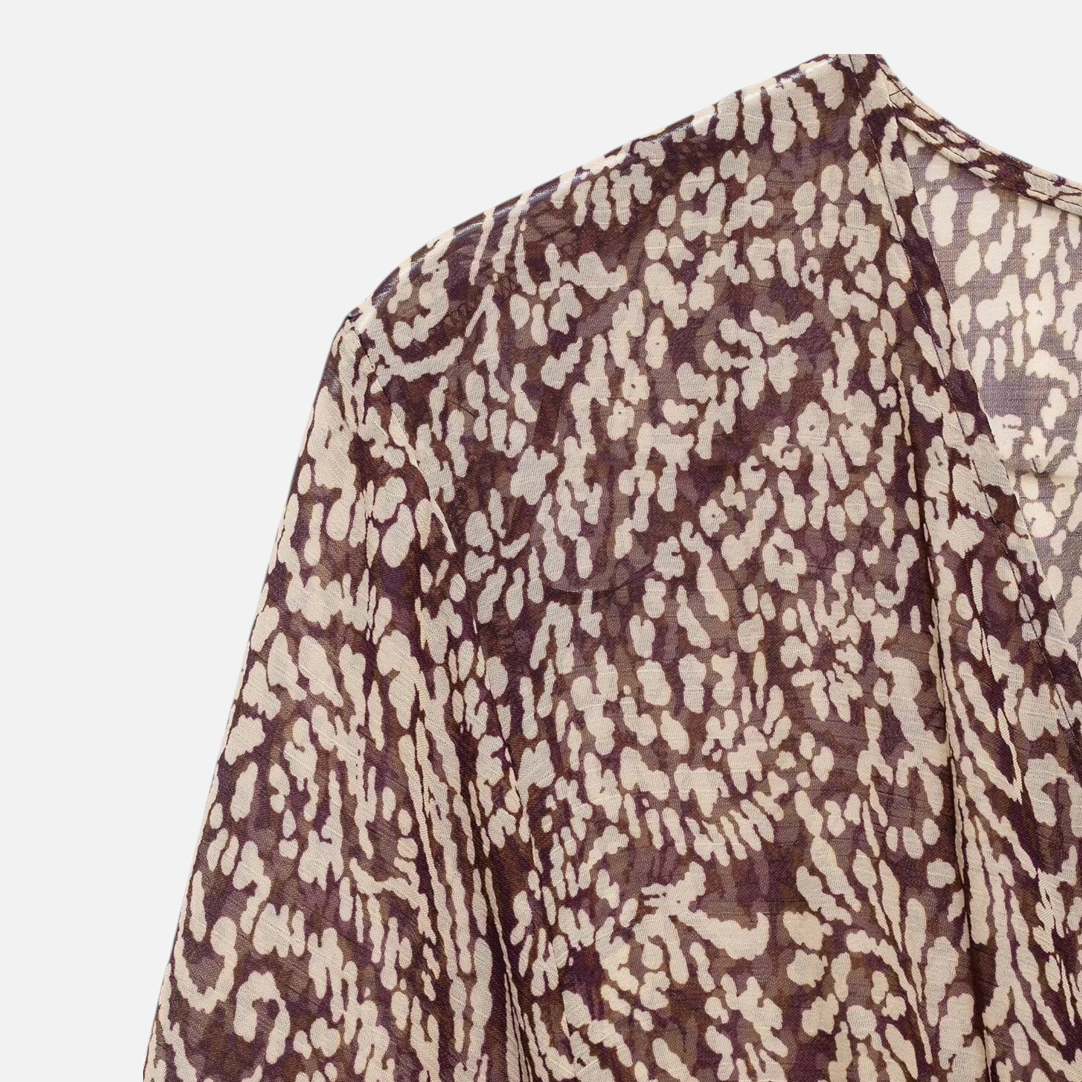 Maison Dresson | Women’s Printed Midi Dress – V-Neck Autumn Elegance