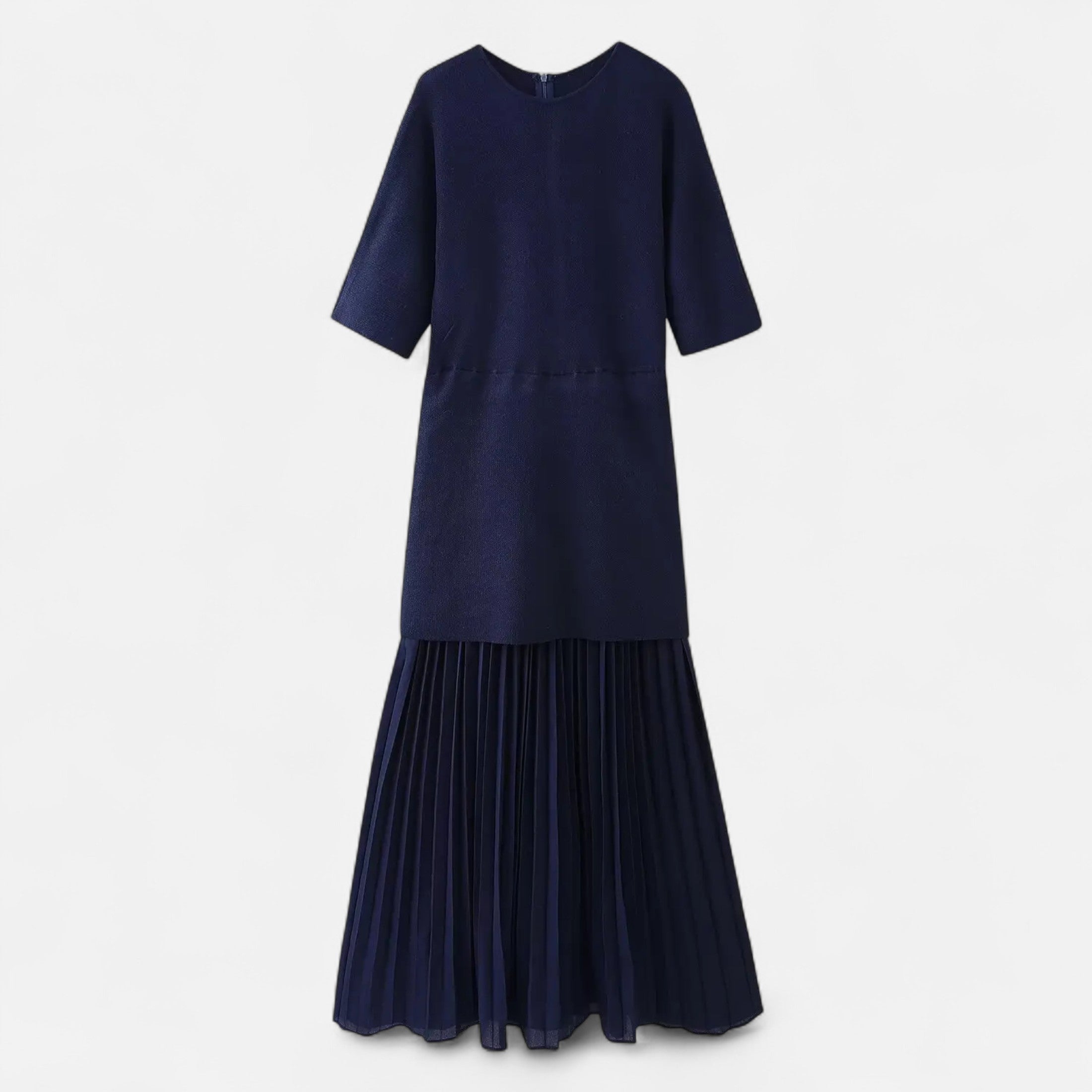 Maison Dresson | Women’s Vintage Pleated Dress – Half Sleeve Autumn Elegance