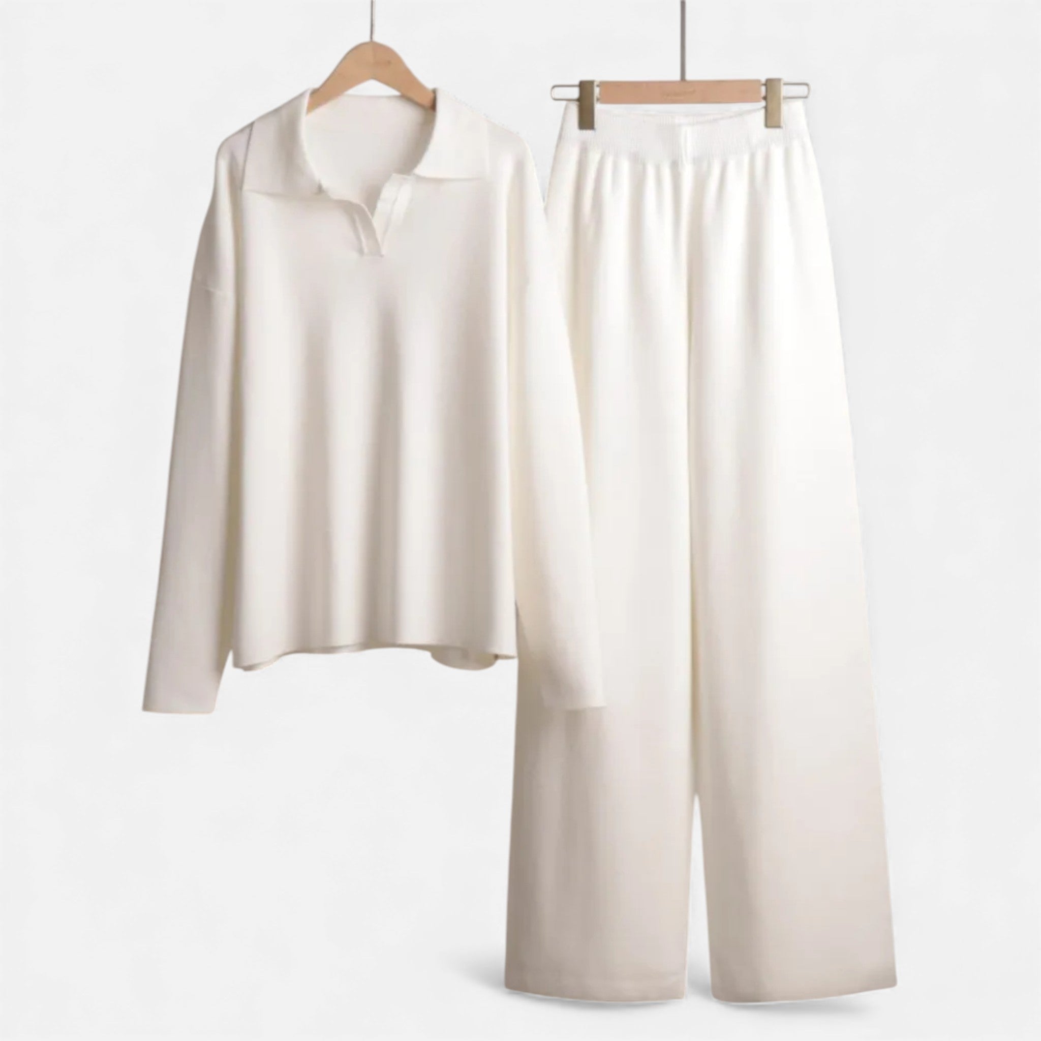 Maison Dresson | Women’s Cashmere-Feel Polo Lounge Set with Elegant Knit Detail