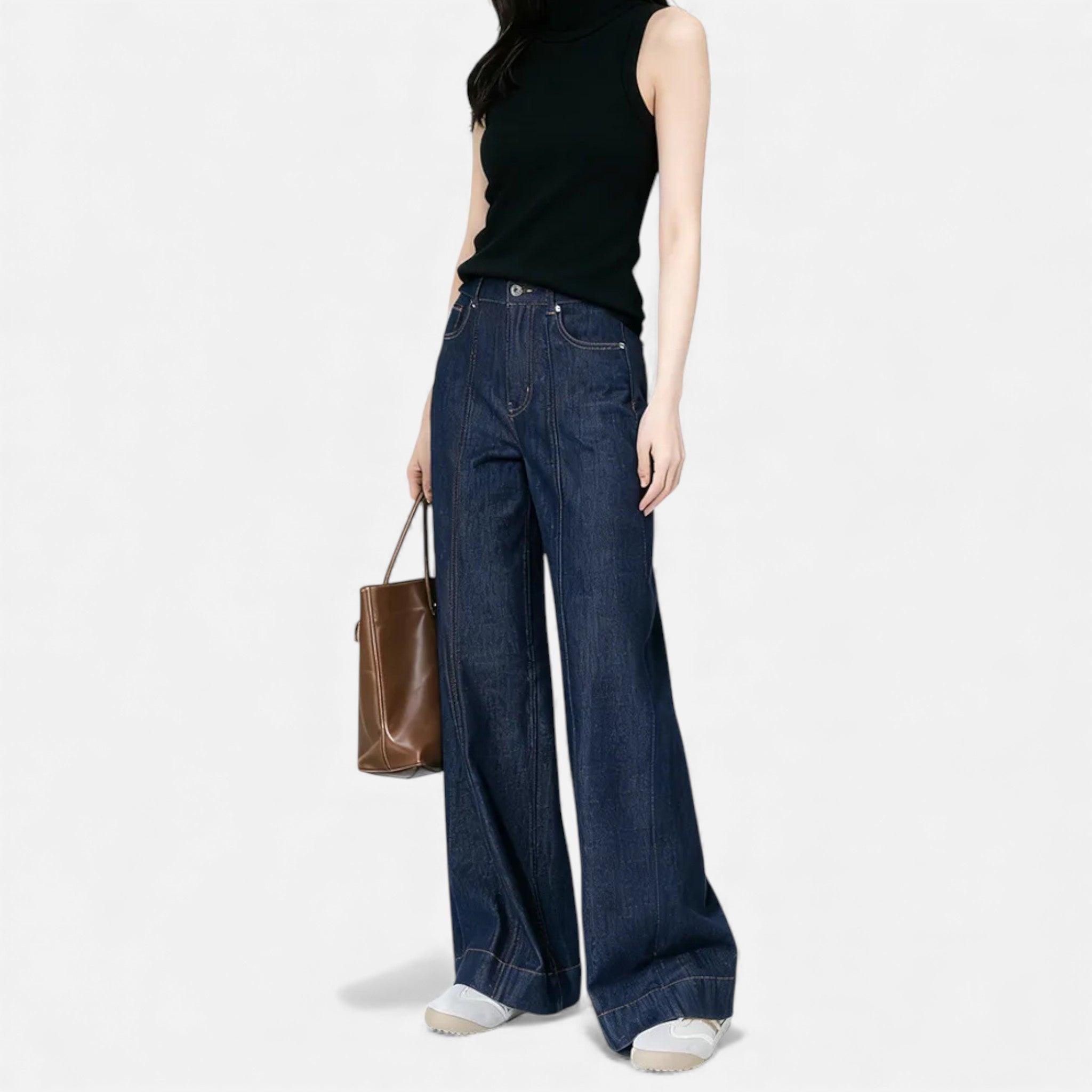 Maison Dresson | Women’s High-Waist Wide Leg Cotton-Blend Jeans