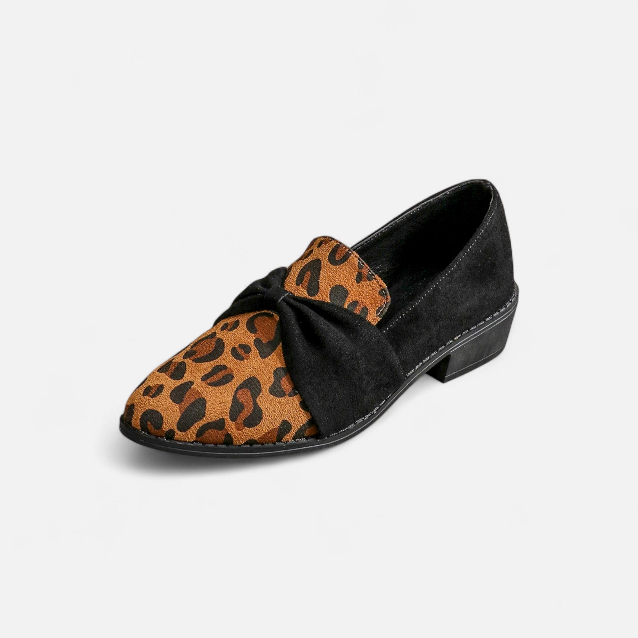 Maison Dresson | Women’s Suede Loafers – Leopard Print Mid-Heel