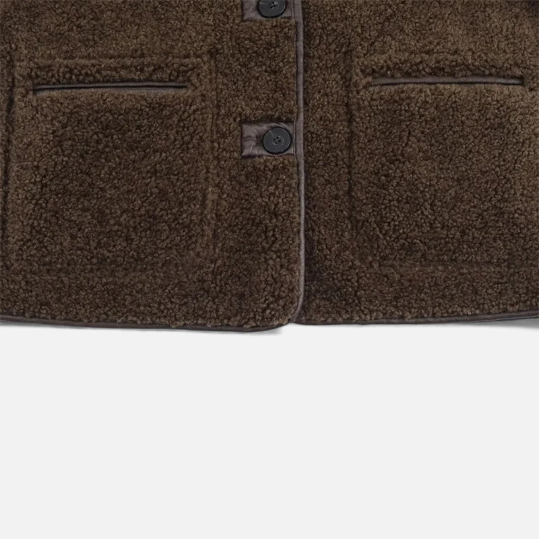 Maison Dresson | Women’s Reversible Brown Teddy Jacket with Turn-Down Collar