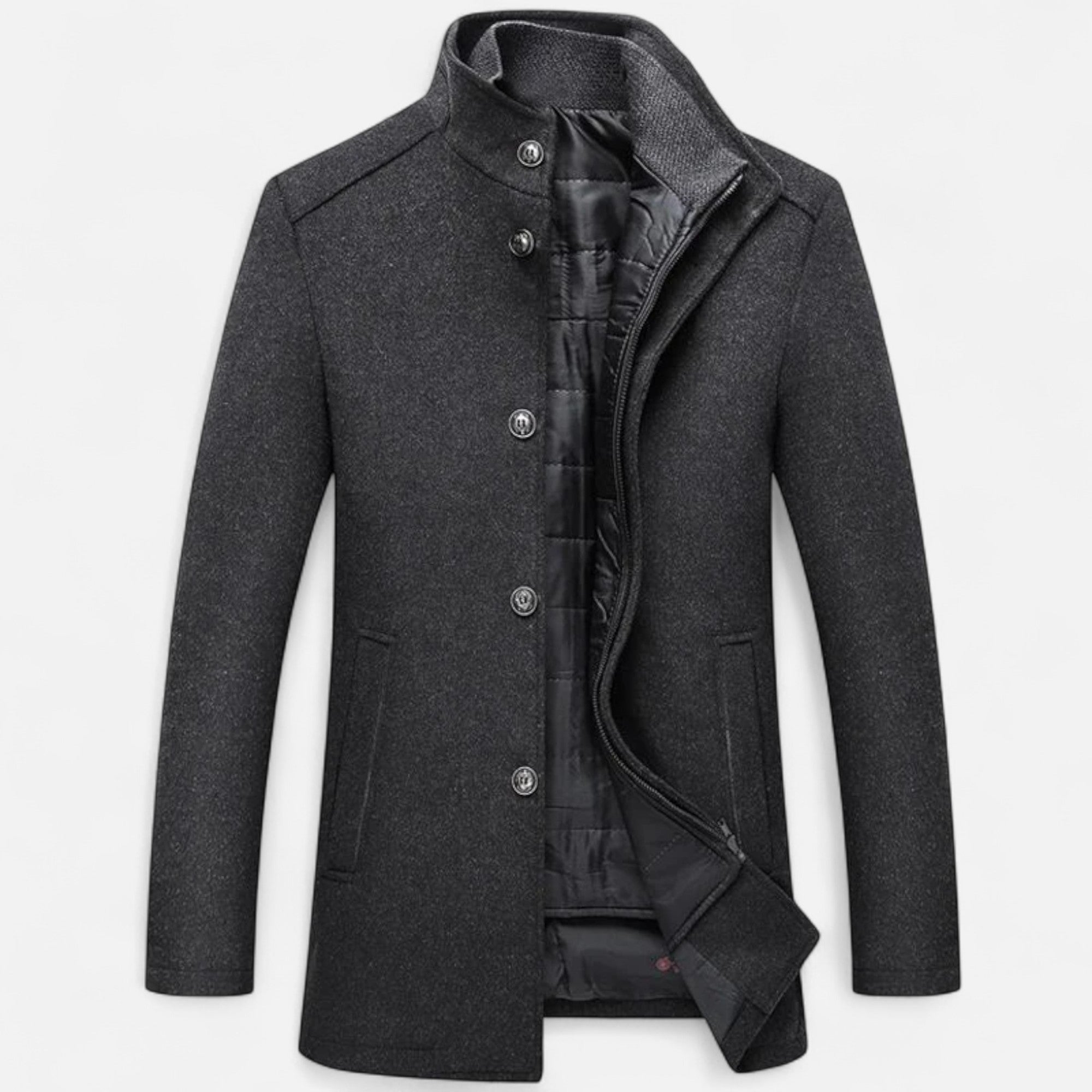 Maison Dresson | Men’s Long Wool Overcoat with Vest Panel