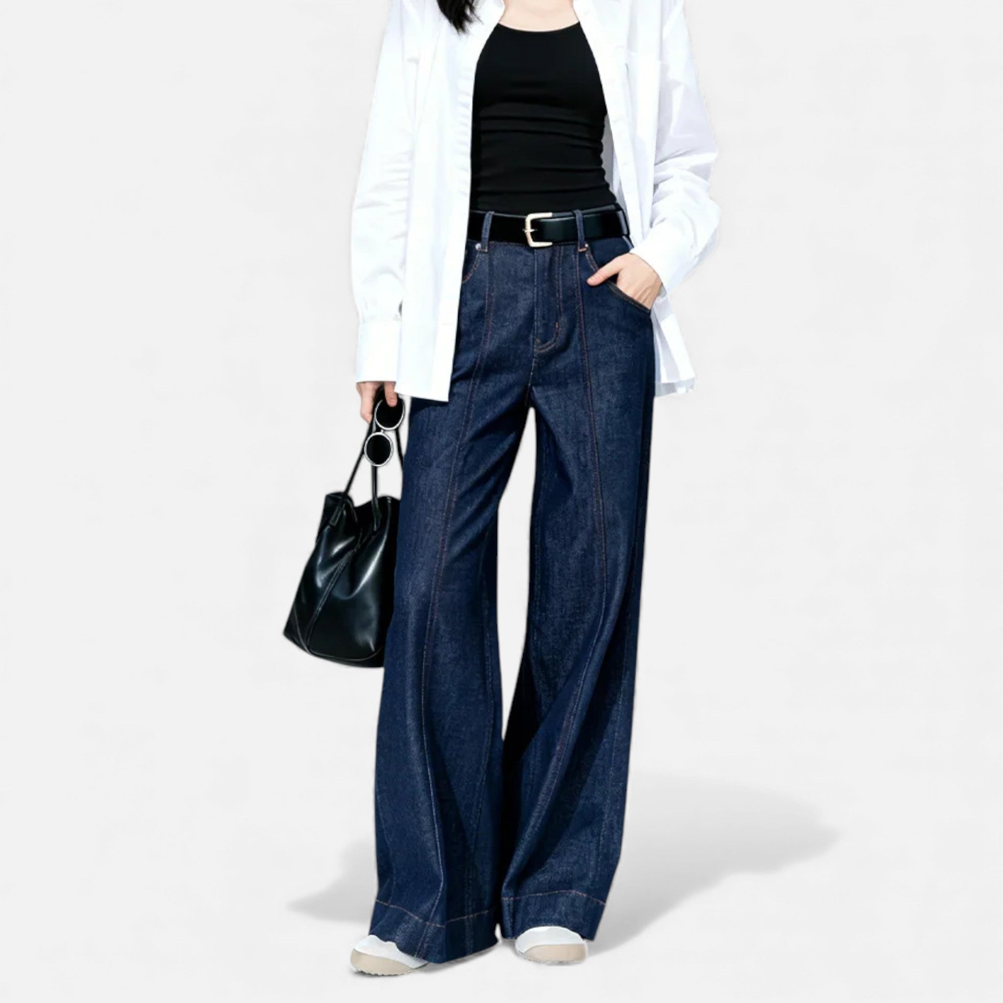 Maison Dresson | Women’s High-Waist Wide Leg Cotton-Blend Jeans