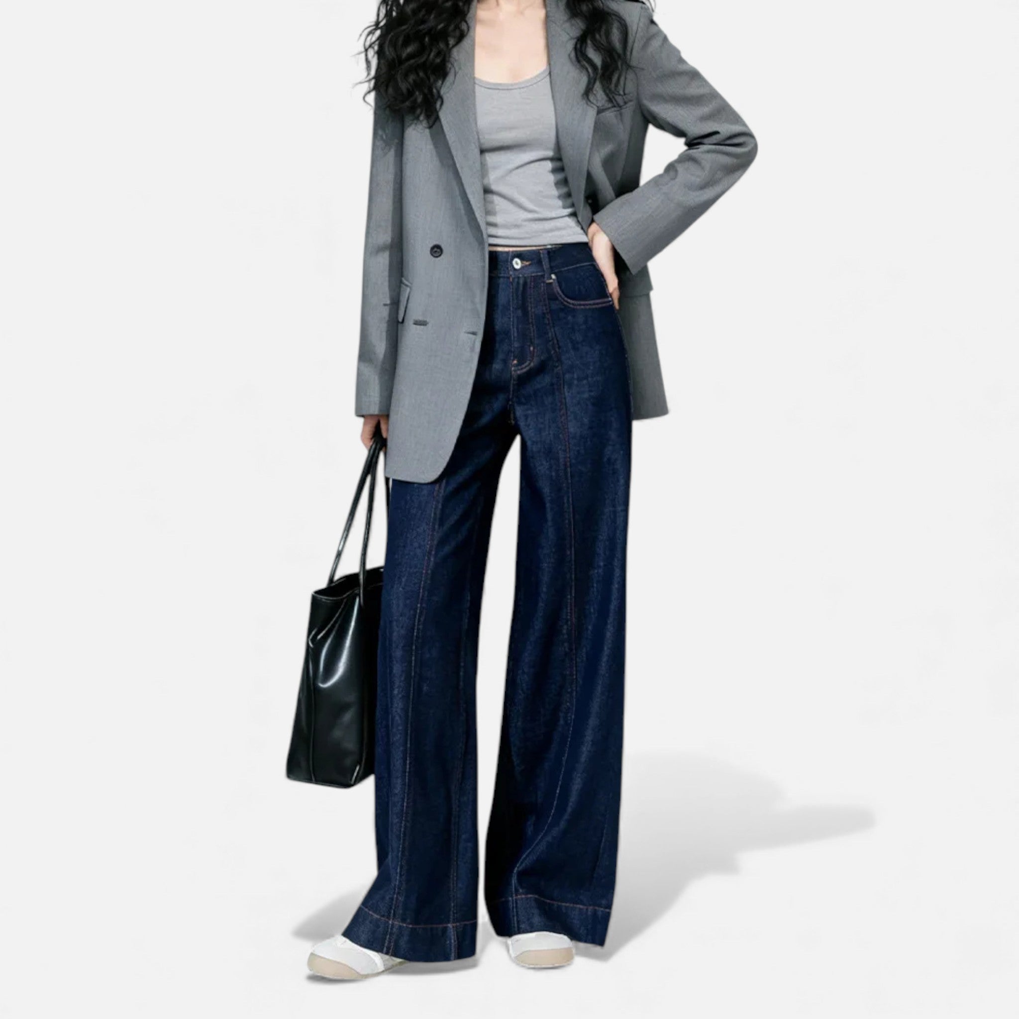 Maison Dresson | Women’s High-Waist Wide Leg Cotton-Blend Jeans