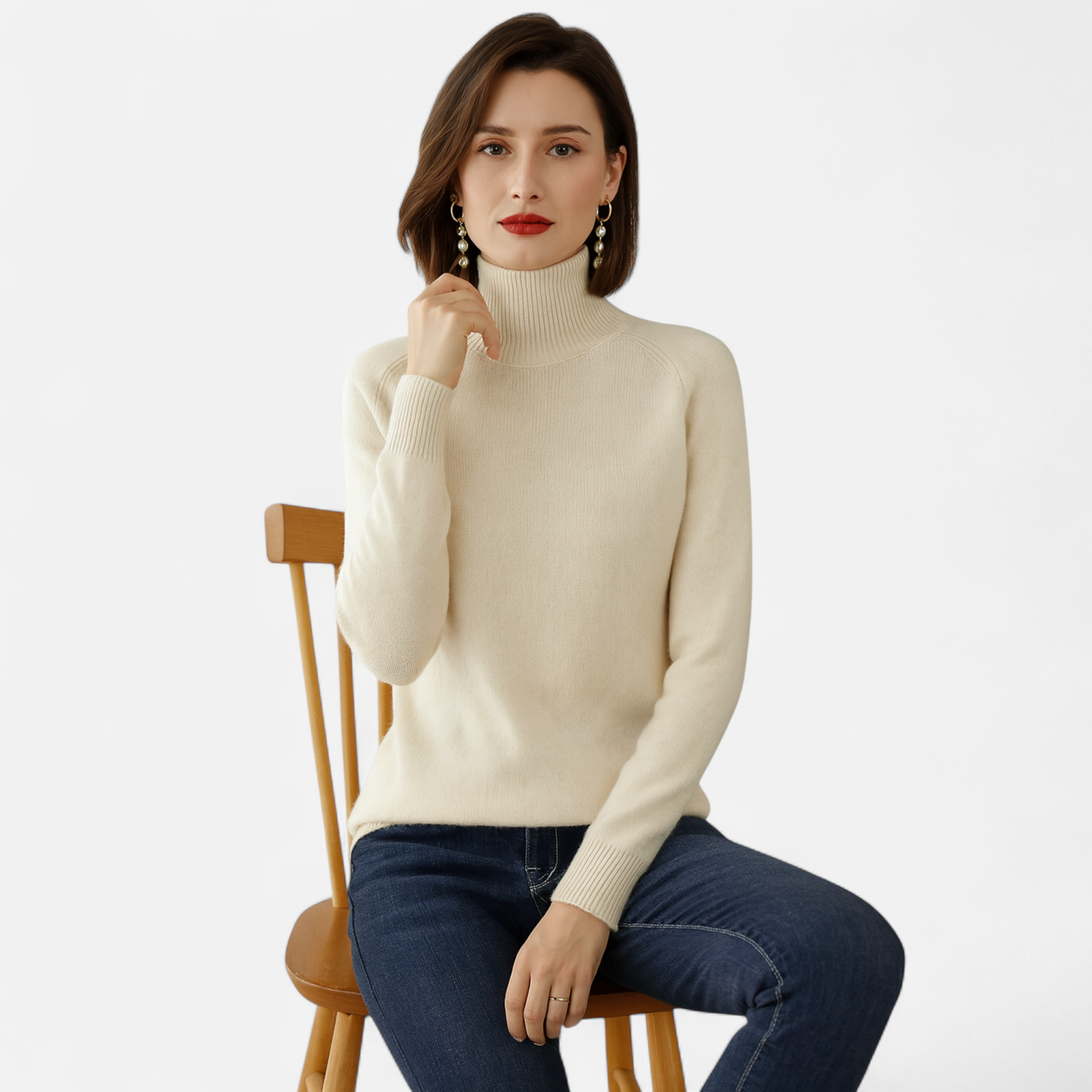 Maison Dresson | Women's Merino Wool & Cashmere Mock-Neck Sweater