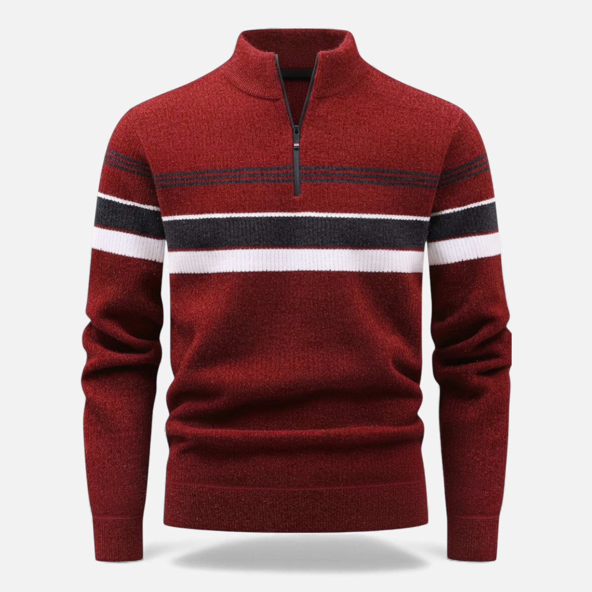 Maison Dresson | Men’s Thick Half-Zip Striped Knit Sweater