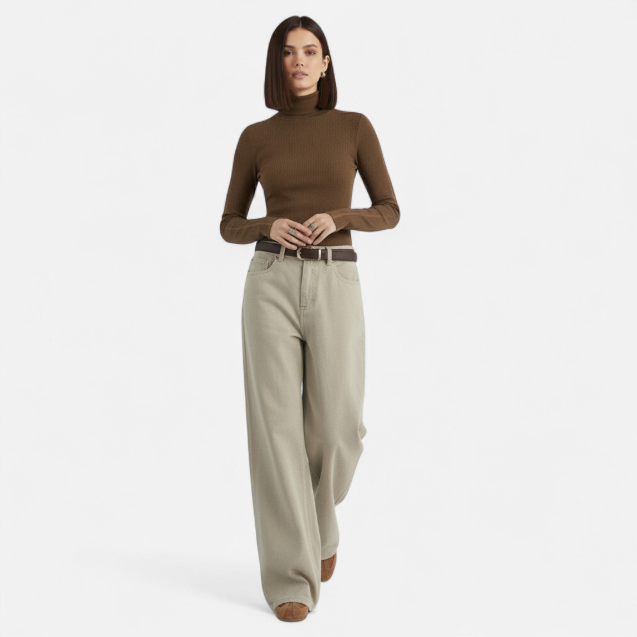 Maison Dresson | Women’s High-Waist Cotton Trousers – Wide Leg Elegance