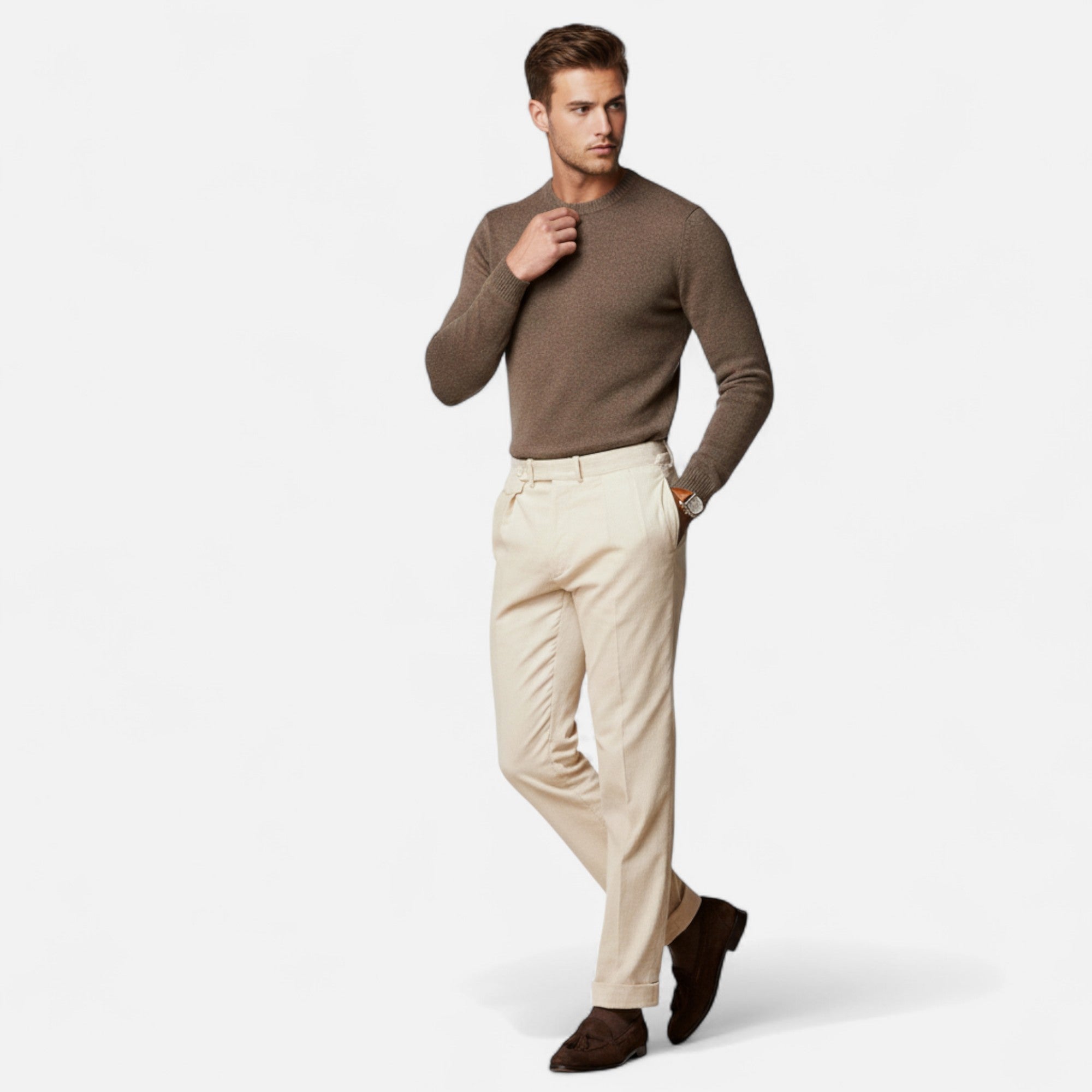Maison Dresson | Men’s Tailored White Cotton-Blend Trousers