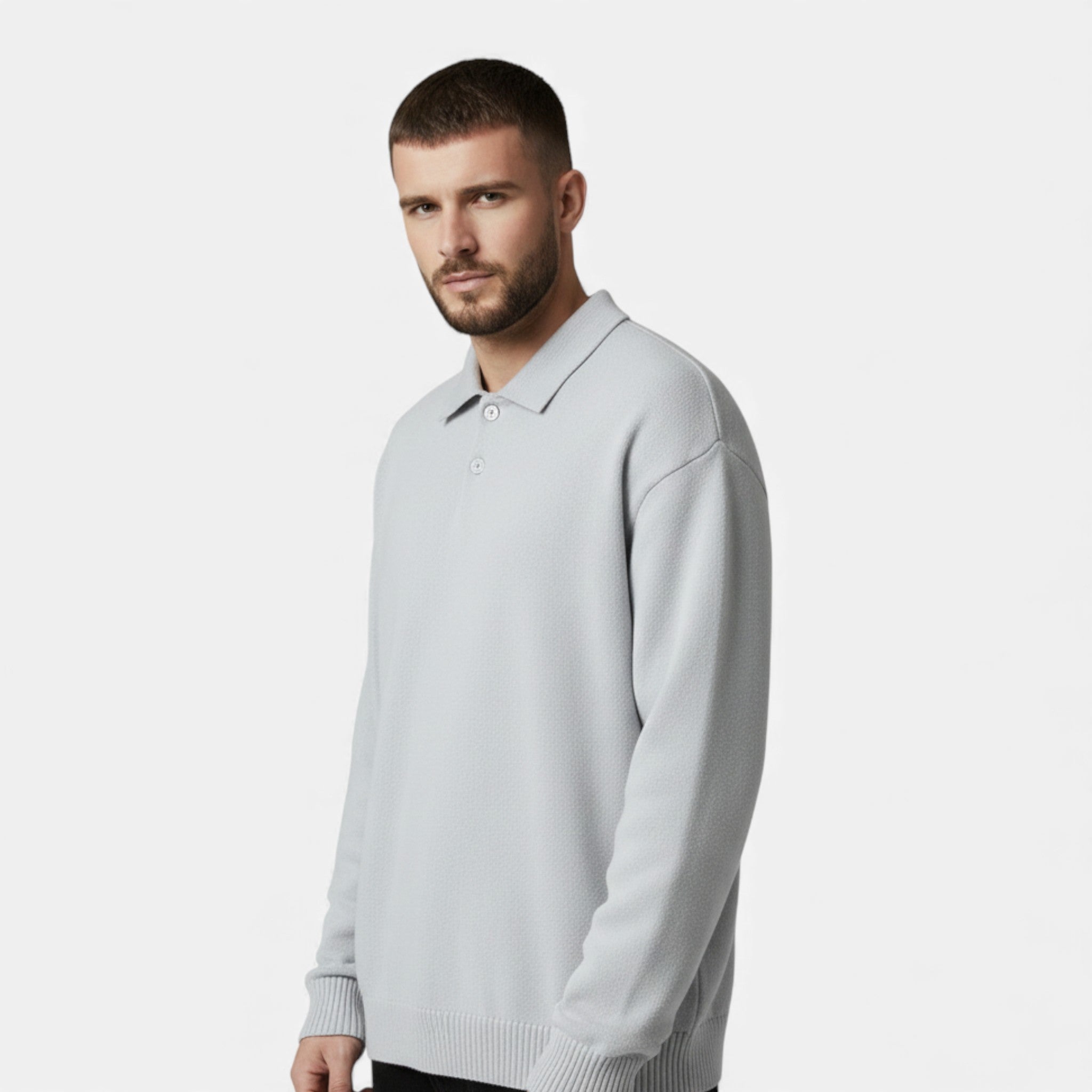 Maison Dresson | Men’s Loose-Fit Button-Up Polo Sweater