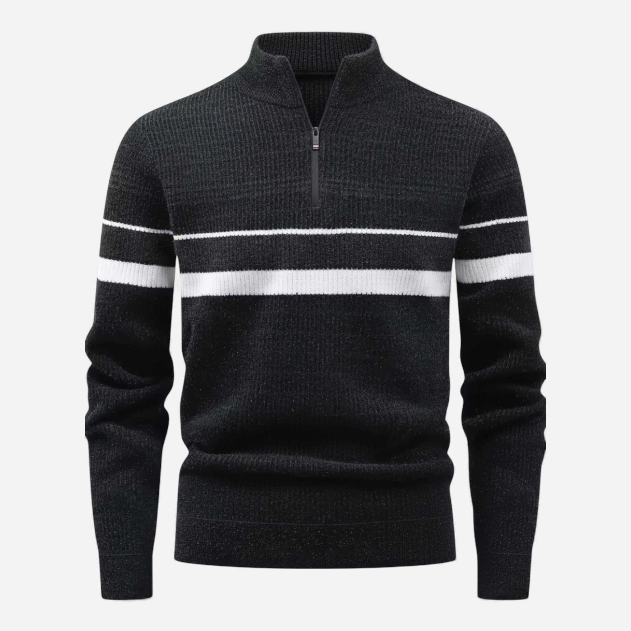 Maison Dresson | Men’s Thick Half-Zip Striped Knit Sweater