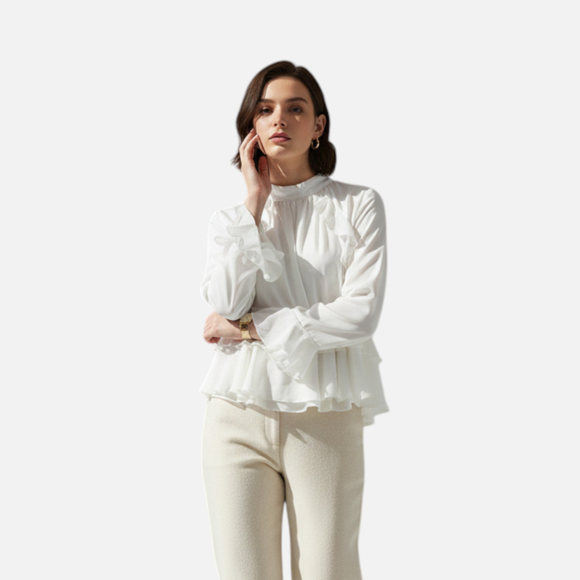 Maison Dresson | Women's Elegant Chiffon Ruffled Blouse