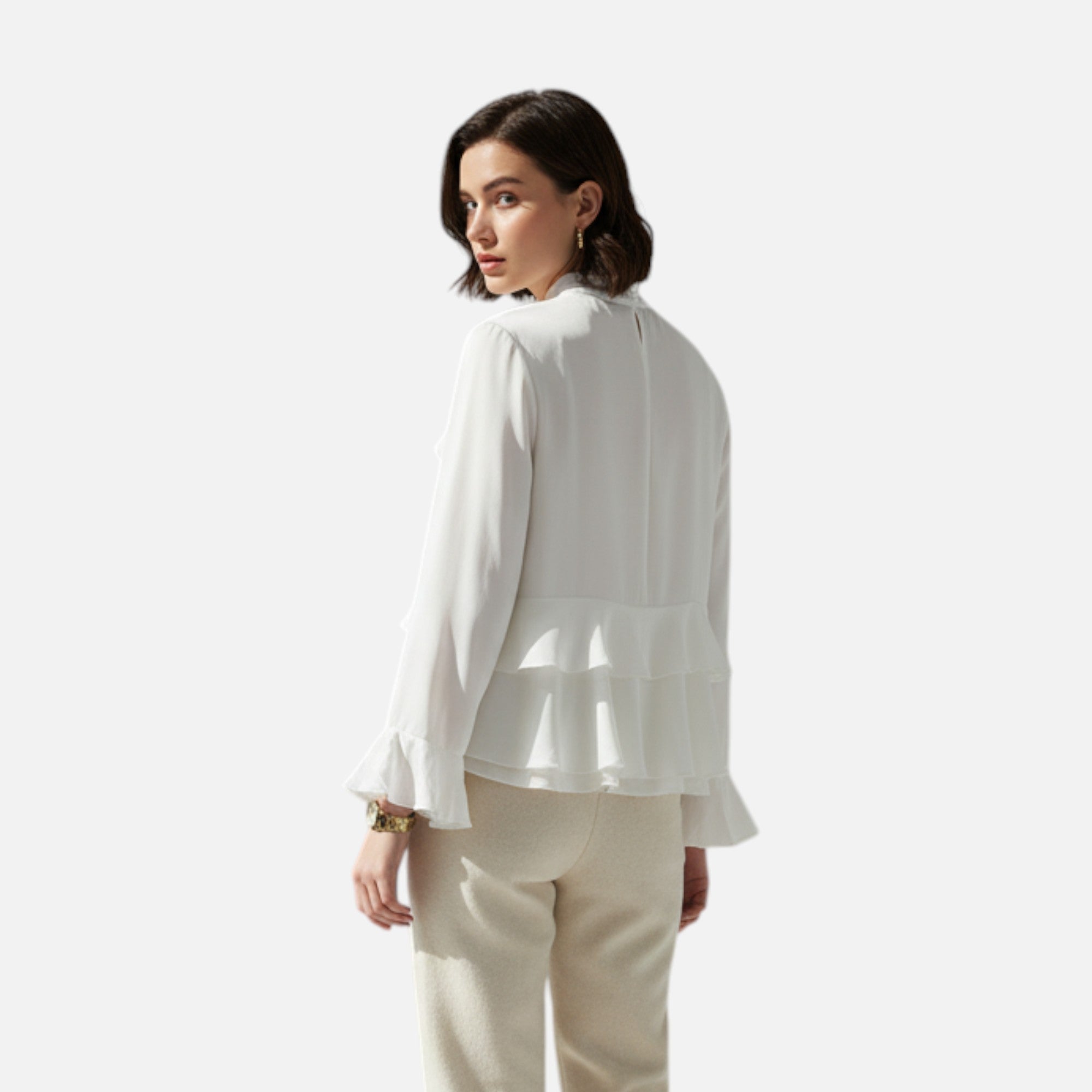 Maison Dresson | Women's Elegant Chiffon Ruffled Blouse