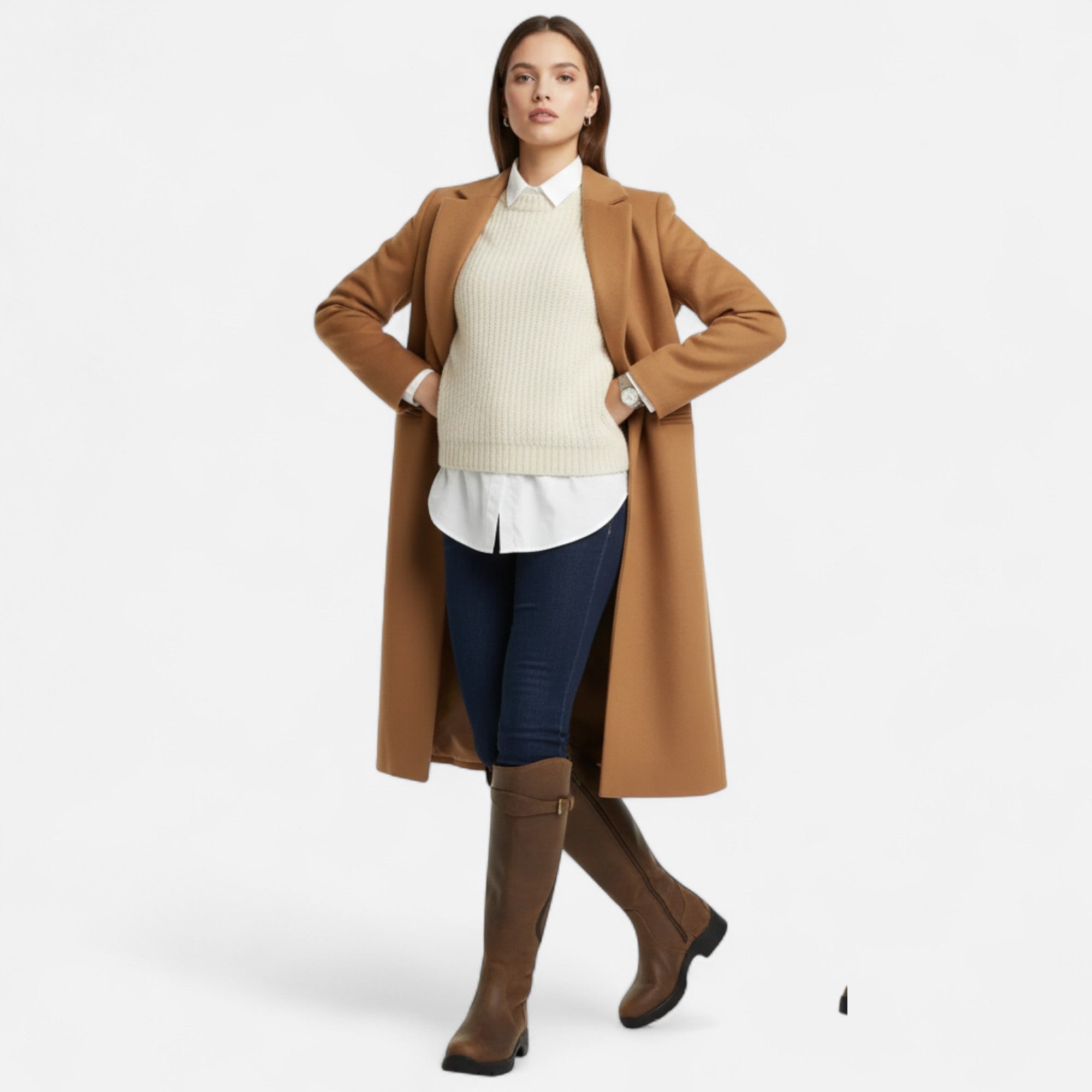 Maison Dresson | Women’s Knee-High PU Leather Heel Boots – “Angel Baby” Motif