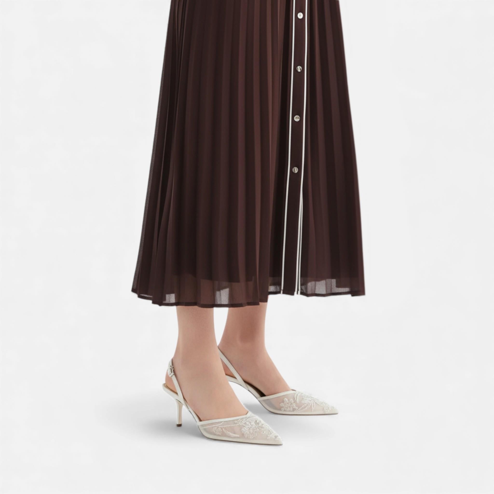 Maison Dresson | Women’s Embroidered Mesh Designer Heels