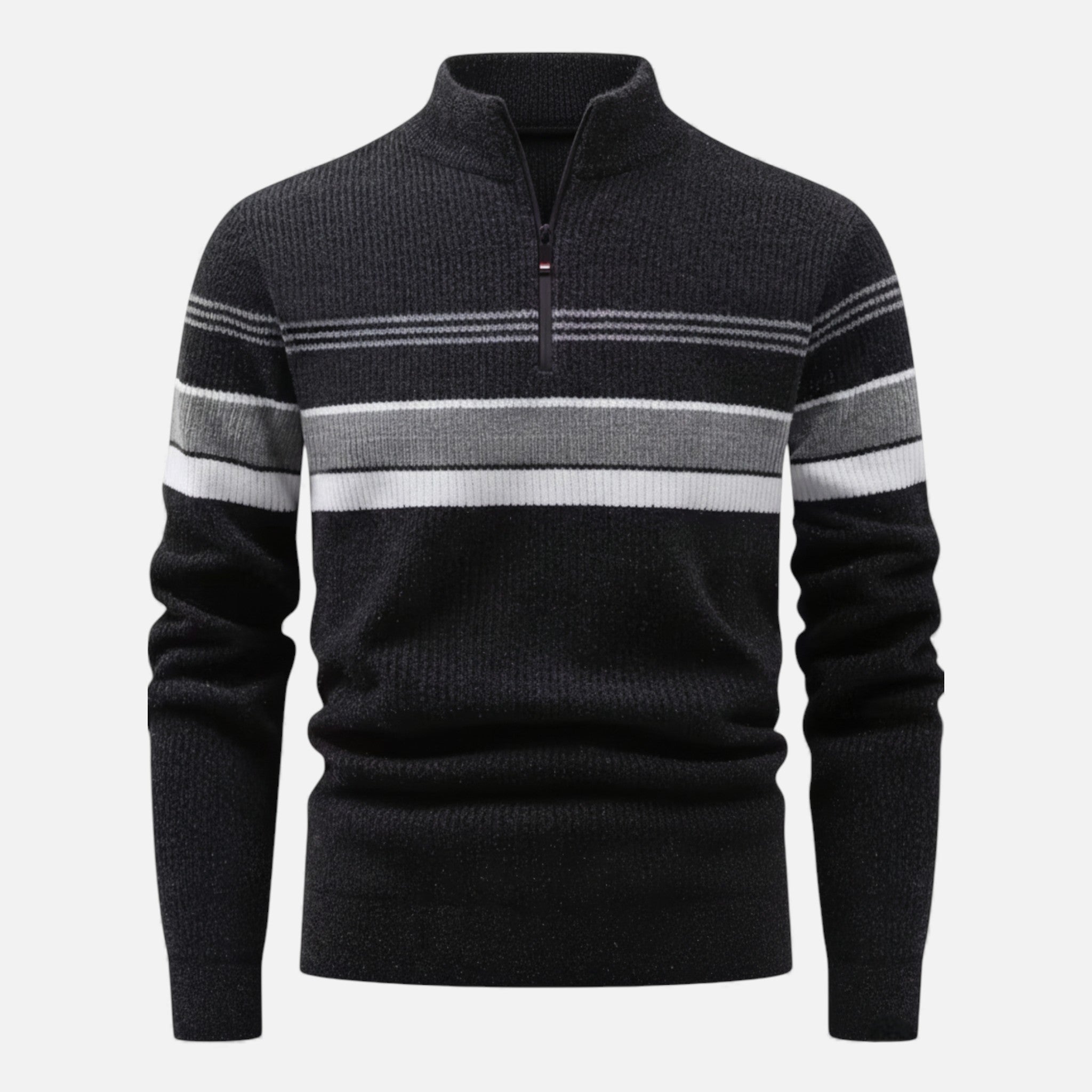 Maison Dresson | Men’s Thick Half-Zip Striped Knit Sweater