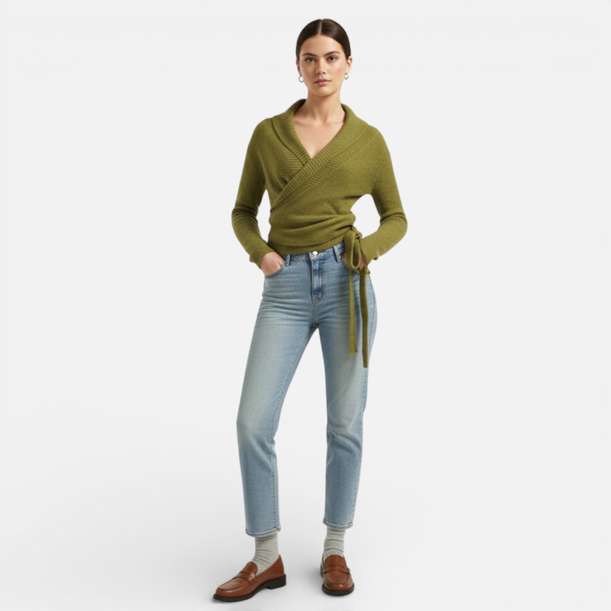 Maison Dresson | Women’s V-Neck Wrap Knit Sweater