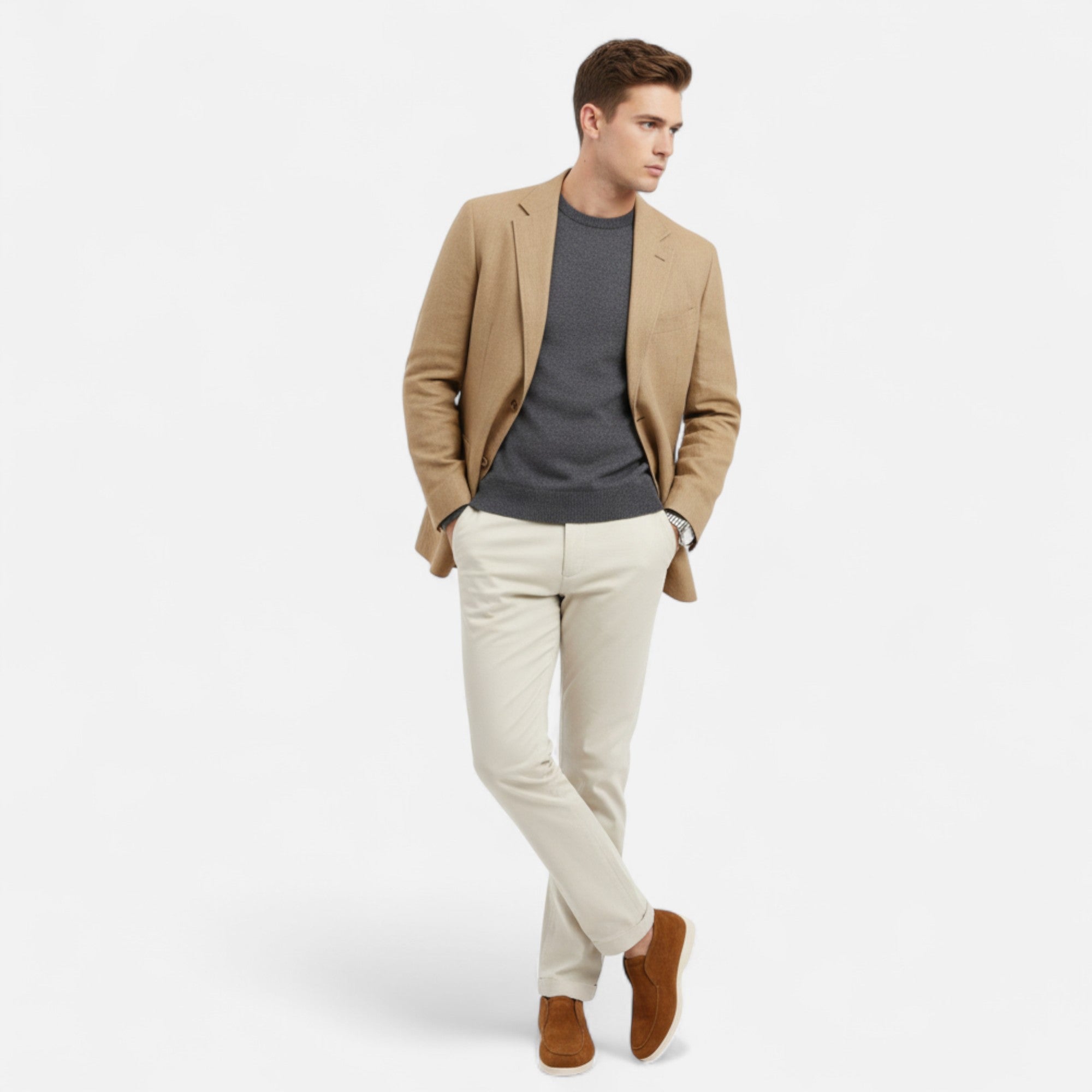 Maison Dresson | Men’s Suede Mule Loafers in Heritage Camel