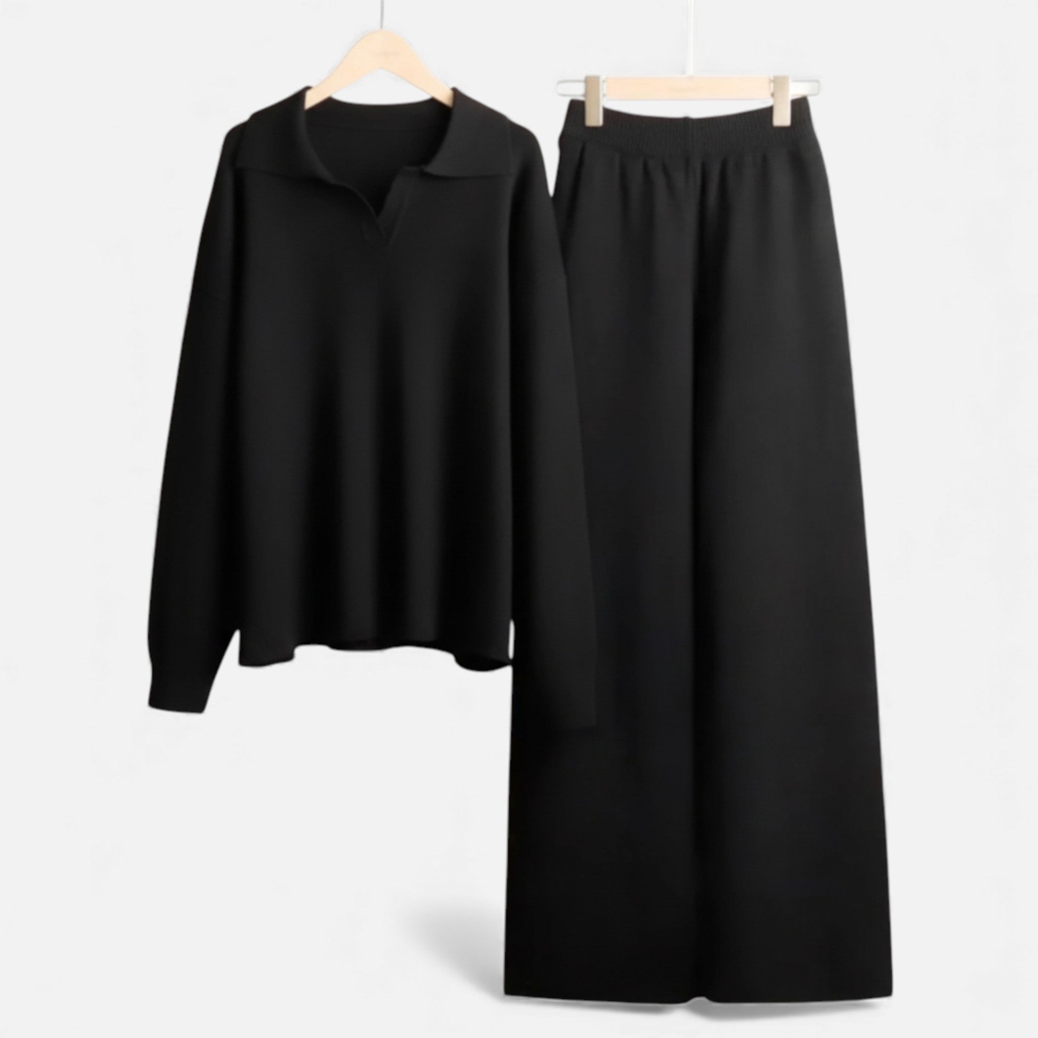 Maison Dresson | Women’s Cashmere-Feel Polo Lounge Set with Elegant Knit Detail