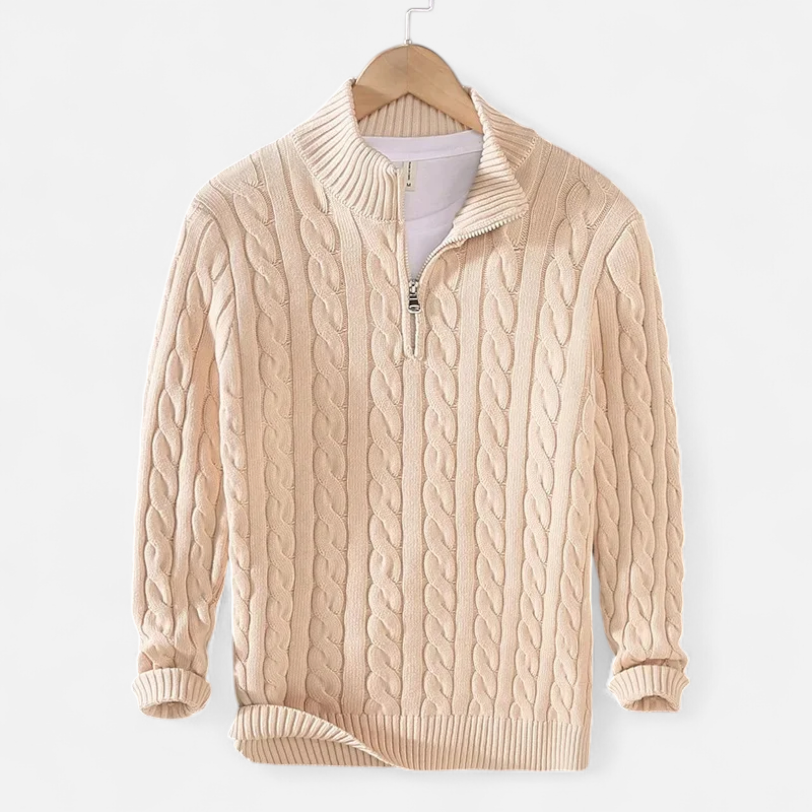 Maison Dresson | Men’s Thick-Knit Turtleneck Zip Sweater