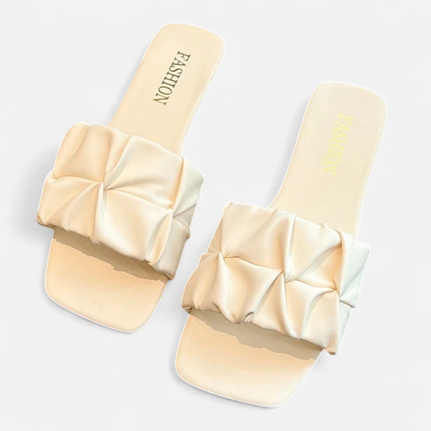 Maison Dresson | Women’s Pleated Summer Flat Slippers – Textured Strap, Effortless Ease