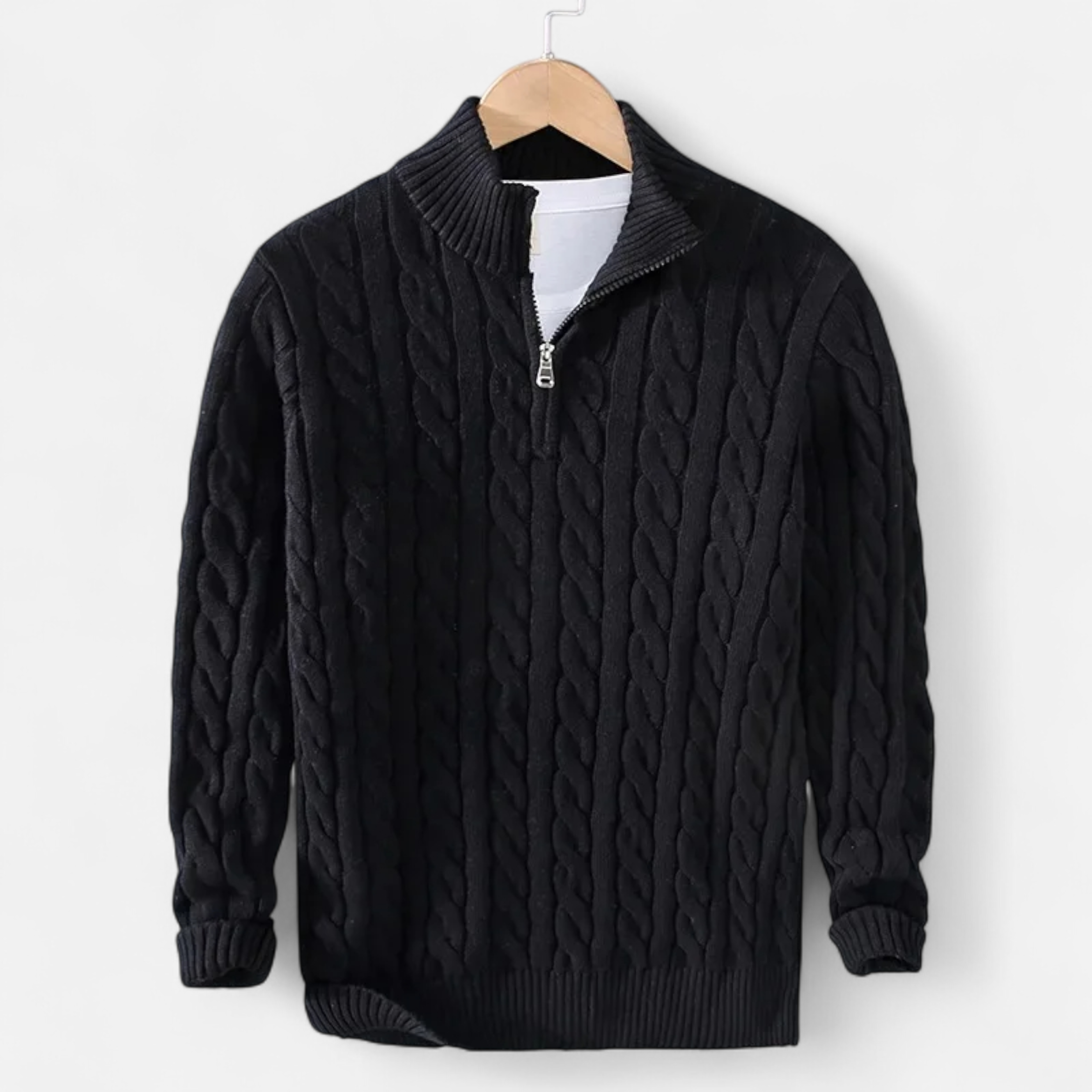 Maison Dresson | Men’s Thick-Knit Turtleneck Zip Sweater