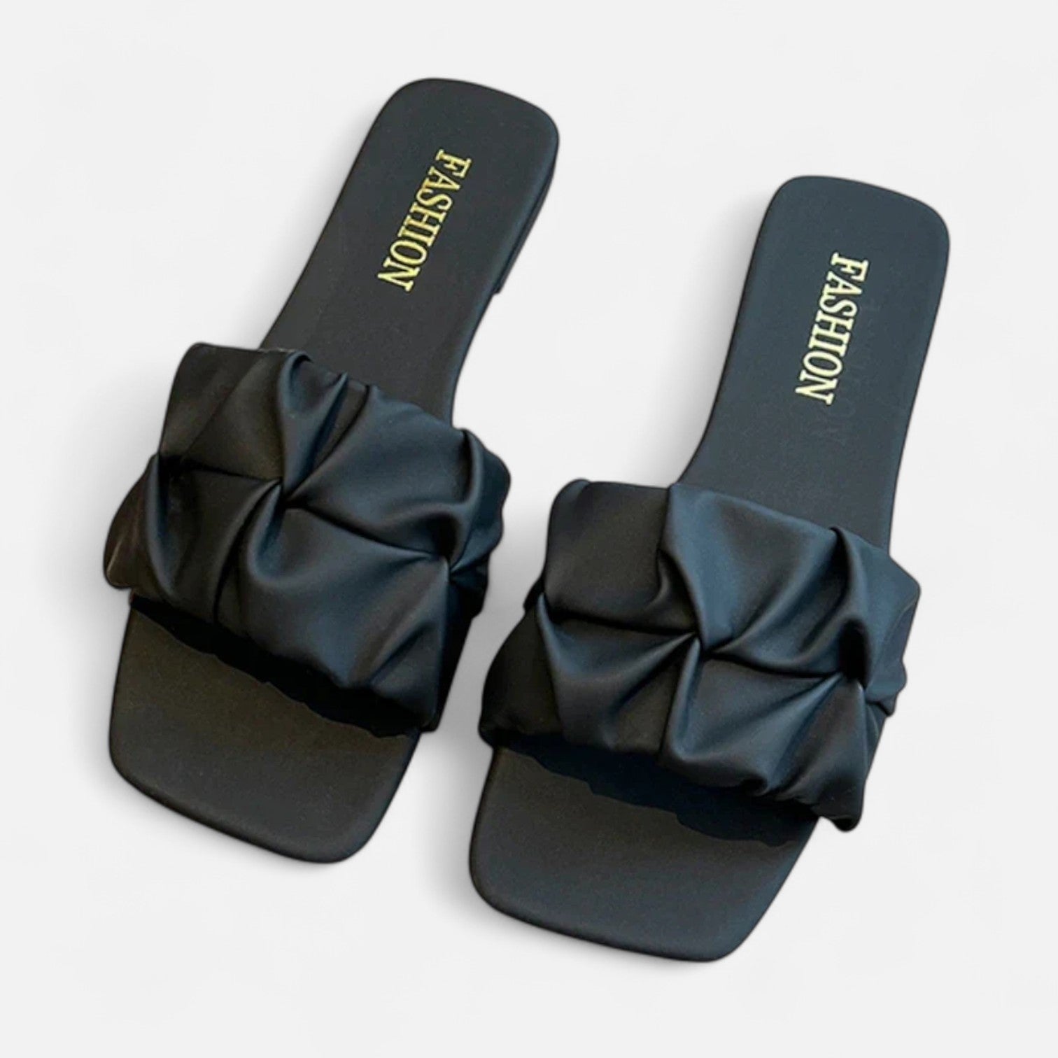 Maison Dresson | Women’s Pleated Summer Flat Slippers – Textured Strap, Effortless Ease