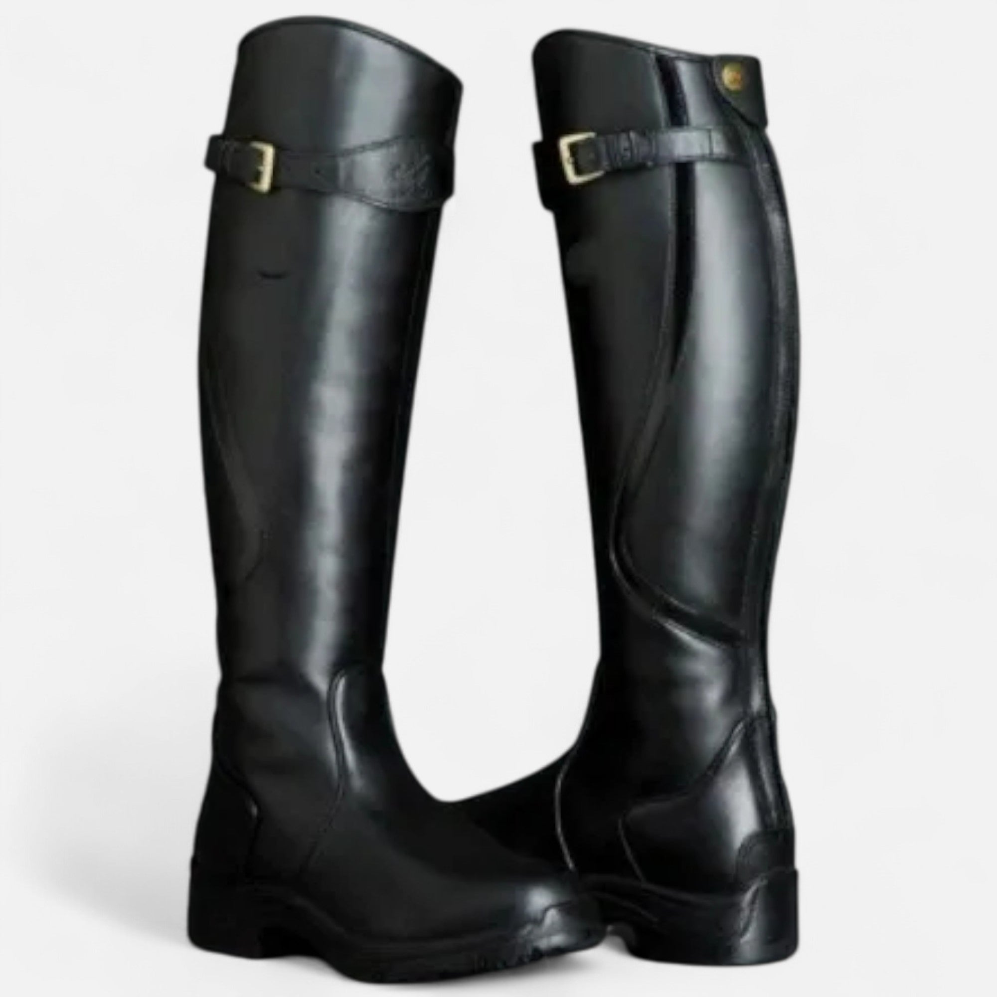 Maison Dresson | Women’s Knee-High PU Leather Heel Boots – “Angel Baby” Motif