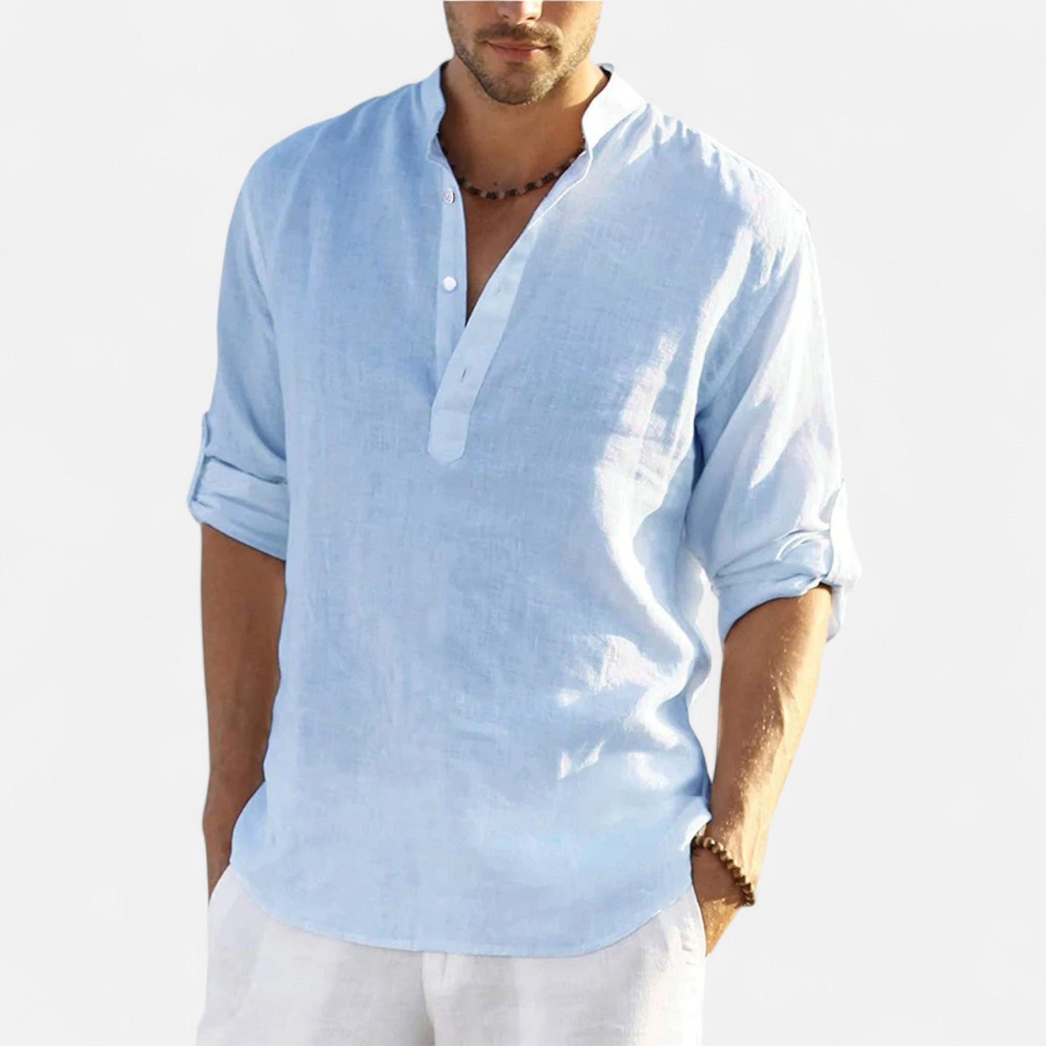 Maison Dresson | Men’s Cotton–Linen Long Sleeve Blouse – Breezy Elegance, Tailored Ease