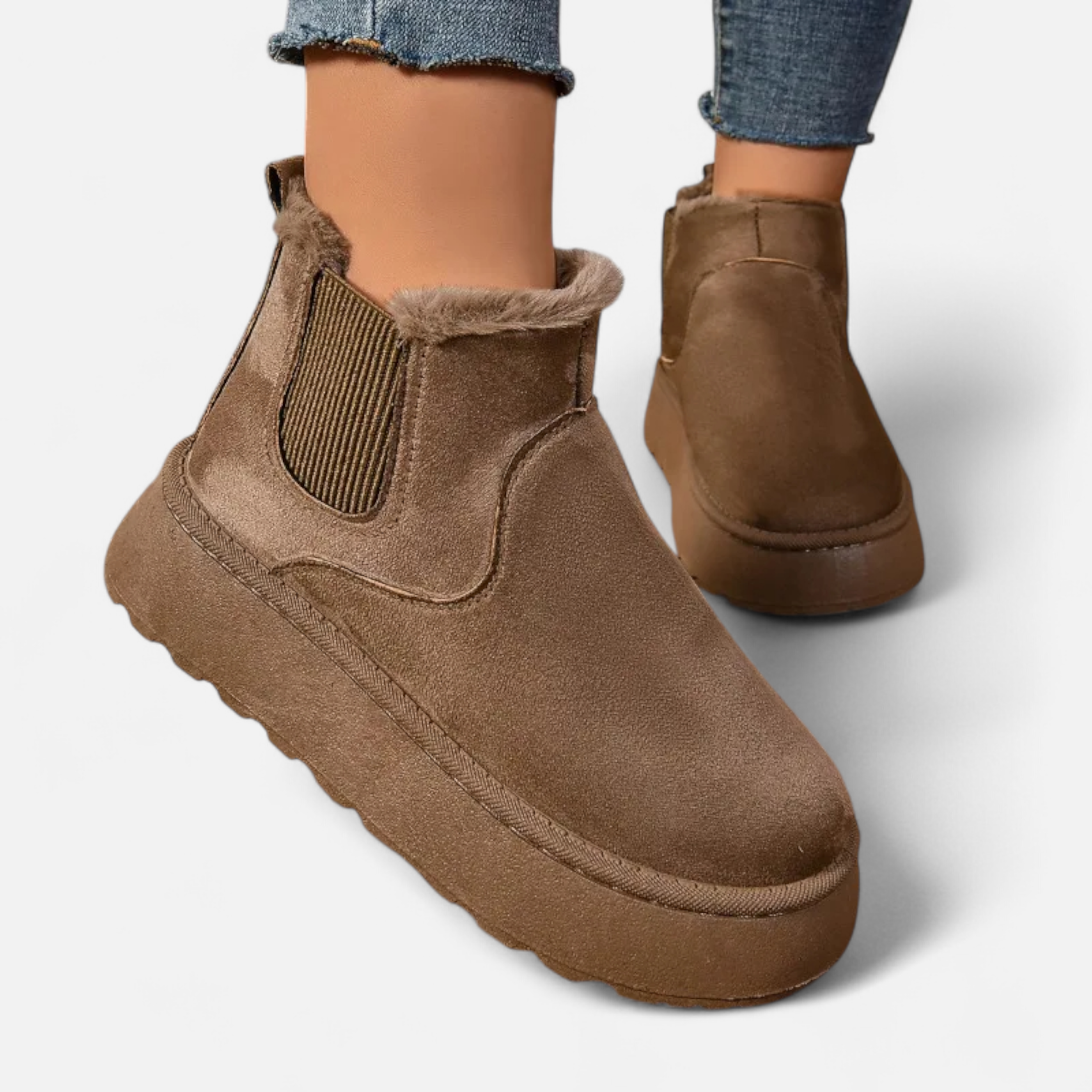 Maison Dresson | Women’s Short Plush Platform Ankle Boots