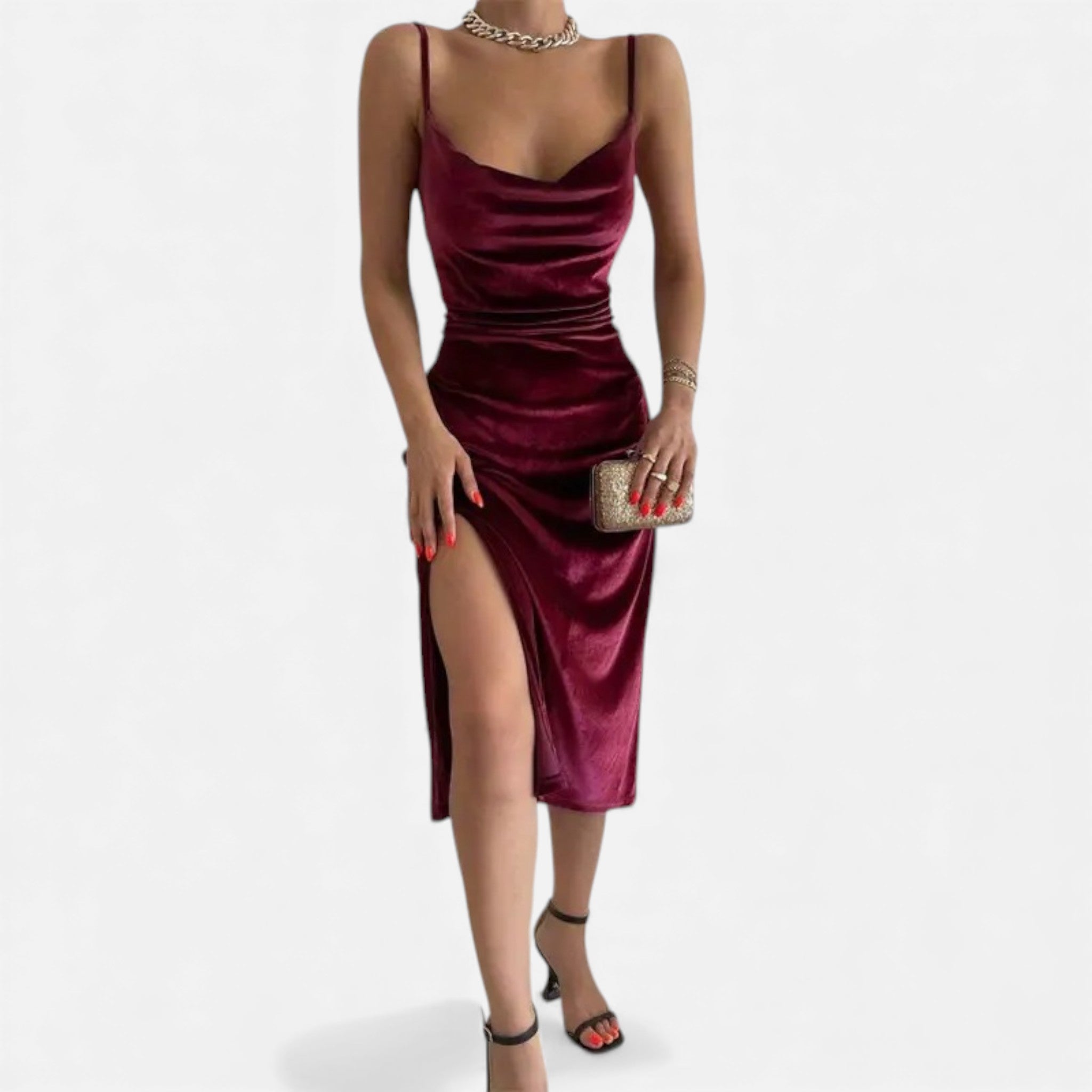 Maison Dresson | Women’s Ruched Spaghetti Strap Evening Dress