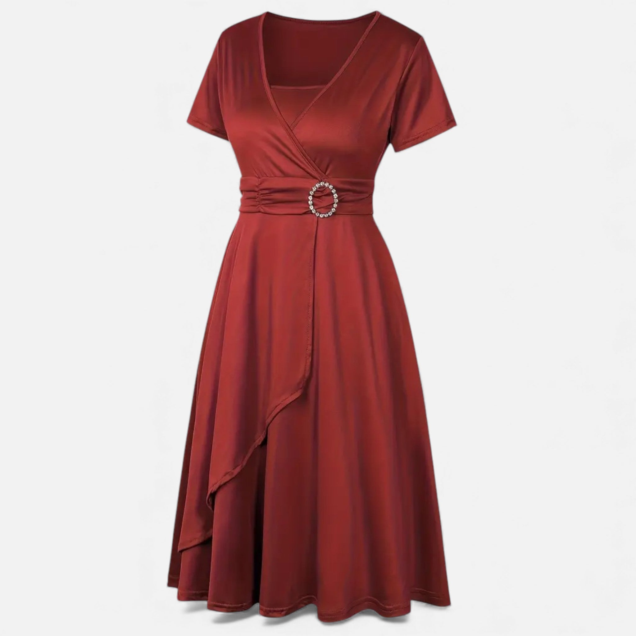 Maison Dresson | Women’s Rhinestone V-Neck Asymmetrical Evening Dress