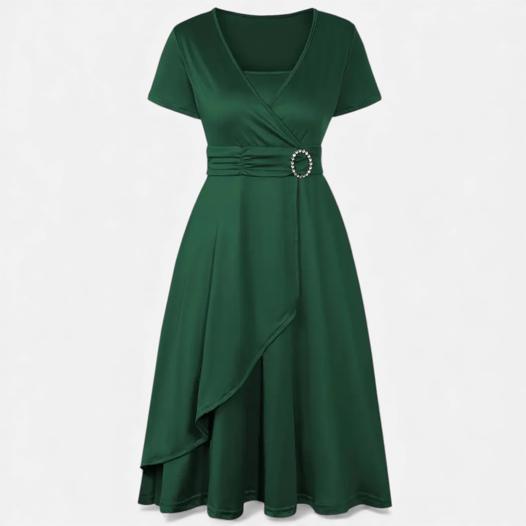 Maison Dresson | Women’s Rhinestone V-Neck Asymmetrical Evening Dress