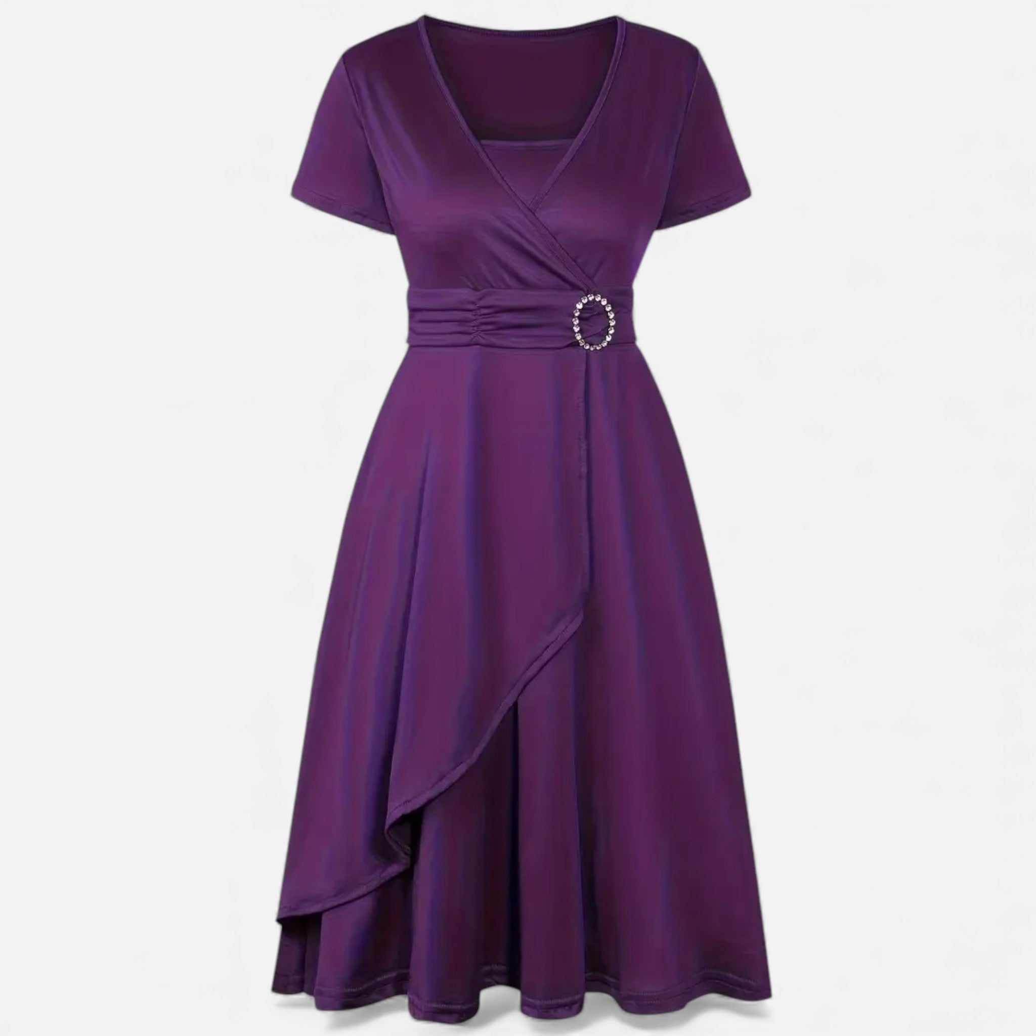 Maison Dresson | Women’s Rhinestone V-Neck Asymmetrical Evening Dress